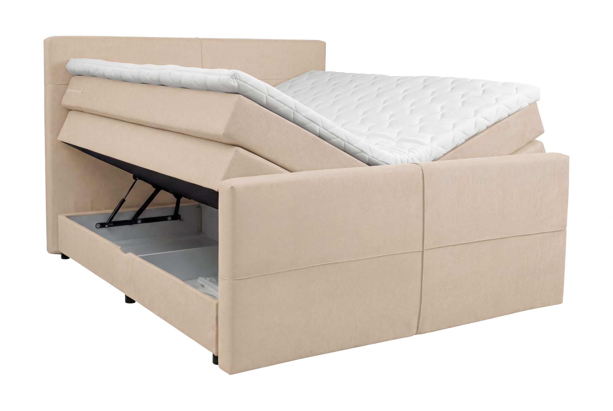 Home affaire Boxspringbett »Lucas, Doppelbett, Polsterbett, Federkernbett, Komforbett, 160,180 cm« inkl. Topper, zwei Bettkästen, Taschen-Federkernmatratze, Härtegrad 3