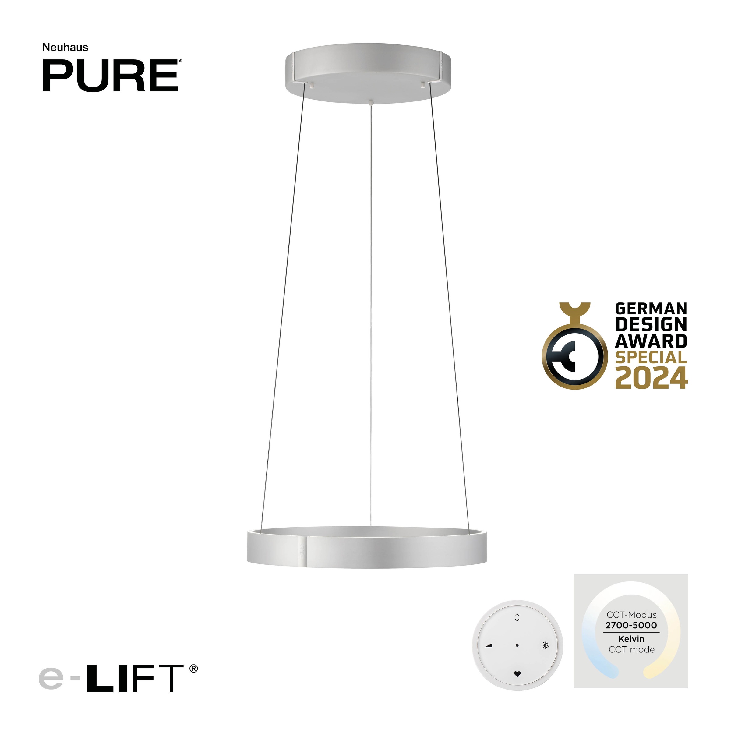 Neuhaus PURE LED Pendelleuchte »PURE E-Clipse« LED-Board 1 Stk. warmweiß - kaltweiß e-LIFT®-Funktion, CCT, dimmbar über Fernbedíenung