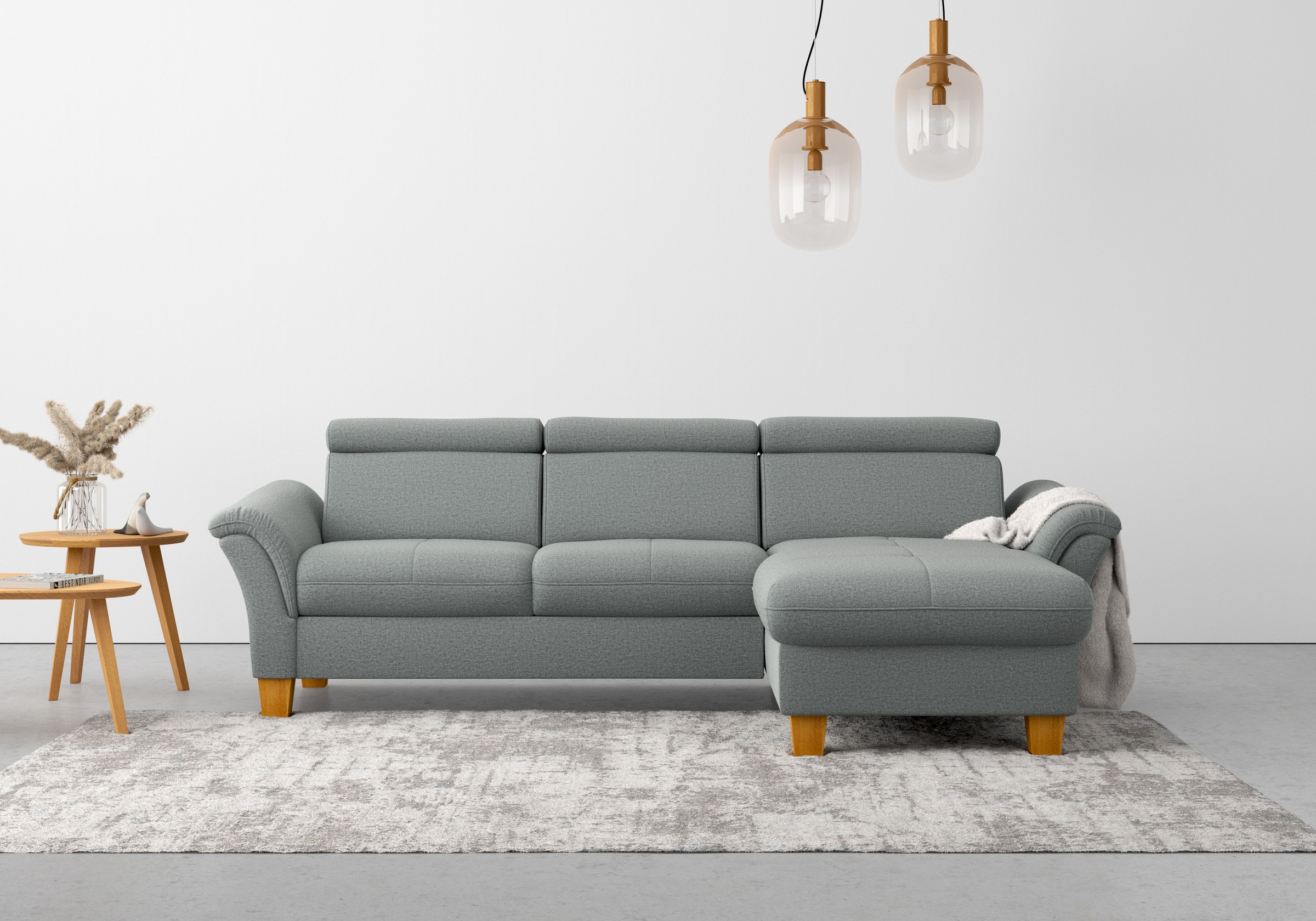 Home affaire Ecksofa »Lindgren L-Form«, wahlweise mit Bett mit klappbaren Rollen, Kasten und Kopfverstellung