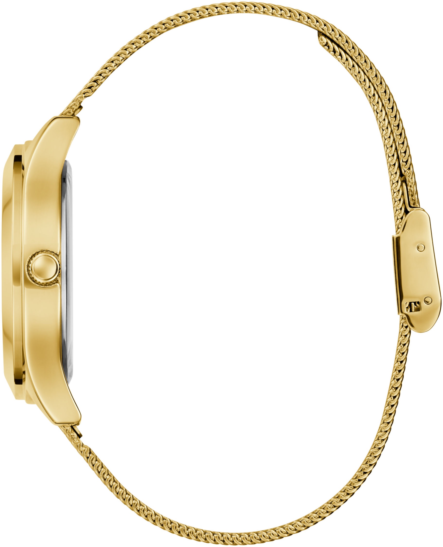 Guess Quarzuhr »GLITZ PLAQUE«, Armbanduhr, Damenuhr, Edelstahlarmband, Mineralglas, analog