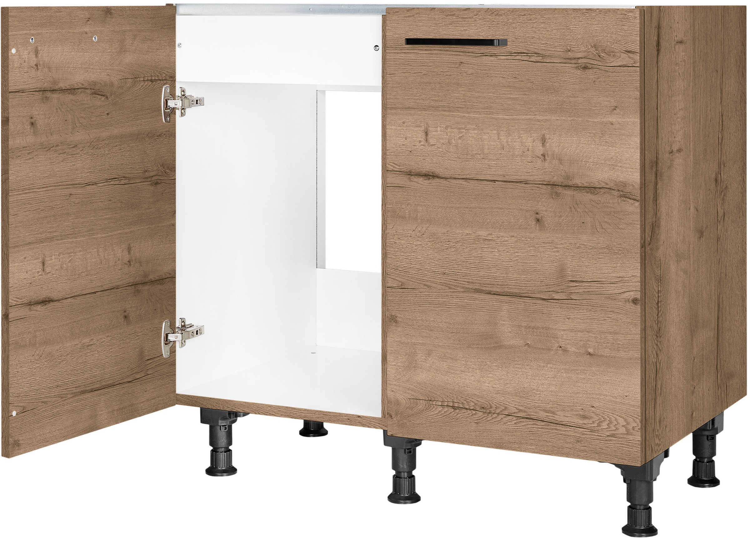 nobilia® Spülenschrank »"Structura", vormontiert, mit höhenverstellbaren Sockelfüßen,«, Breite 90 cm