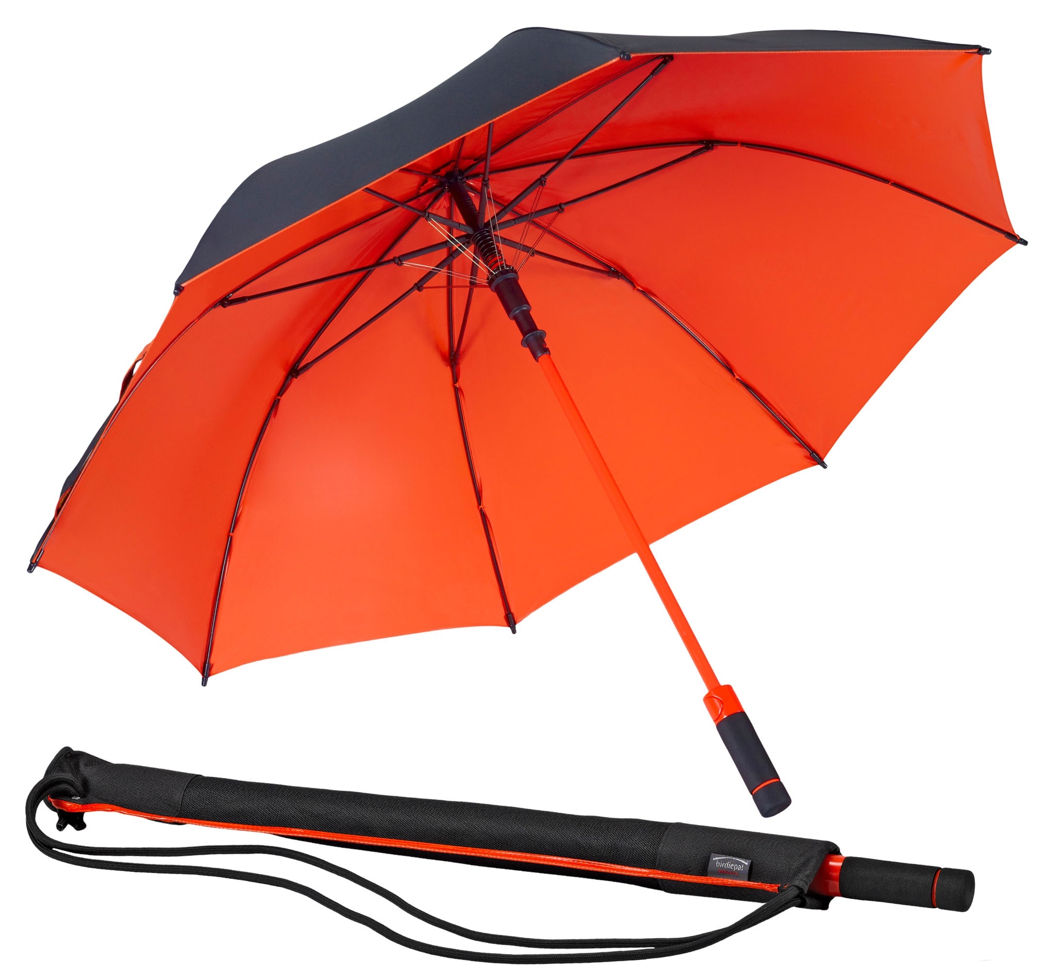 Stockregenschirm »birdiepal® seasons, schwarz/orange«, Mit UV-Lichtschutzfaktor 50+