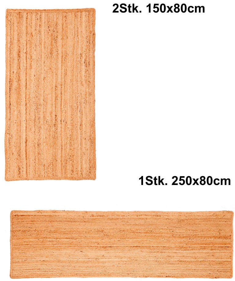 Myflair Möbel & Accessoires Bettumrandung »Lola«, (3 tlg.), Wendeteppich, handgeflochten, Naturfaser, Boho-Style, Läufer-Set