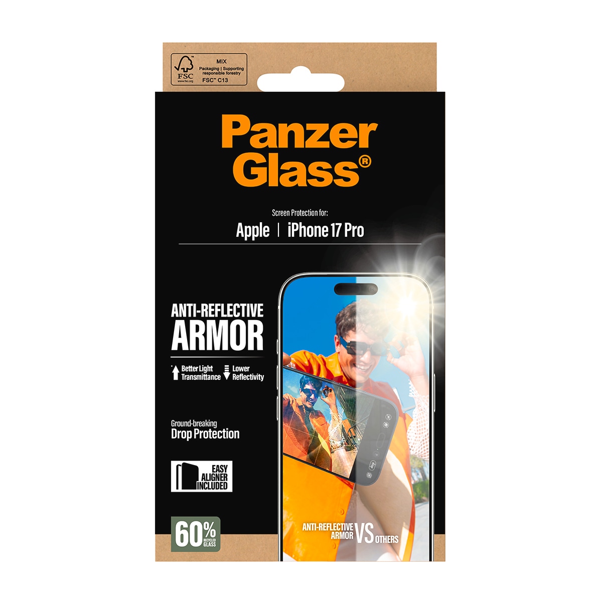 CARE by PanzerGlass Displayschutzglas »Anti-Reflective Armor Screen Protector« für Apple iPhone 17 Pro Displayschutzfolie, Schutzfolie, Bildschirmschutz, kratz- & stoßfest