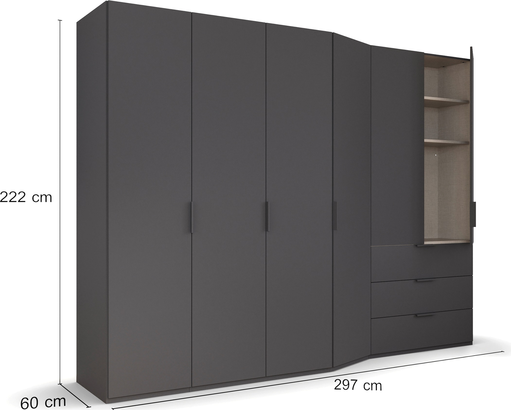 rauch Drehtürenschrank »Kleiderschrank Schrank Garderobe Wäscheschrank WAVE«, in 2 unterschiedlichen Tiefen, mit Soft-Close Funktion MADE IN GERMANY