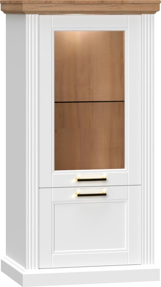 OTTO home Vitrine "Tara" (H/B/T): 132/66/48cm, lackiert mit wasserbasiertem UV-Lack, Soft-Close-Funktion
