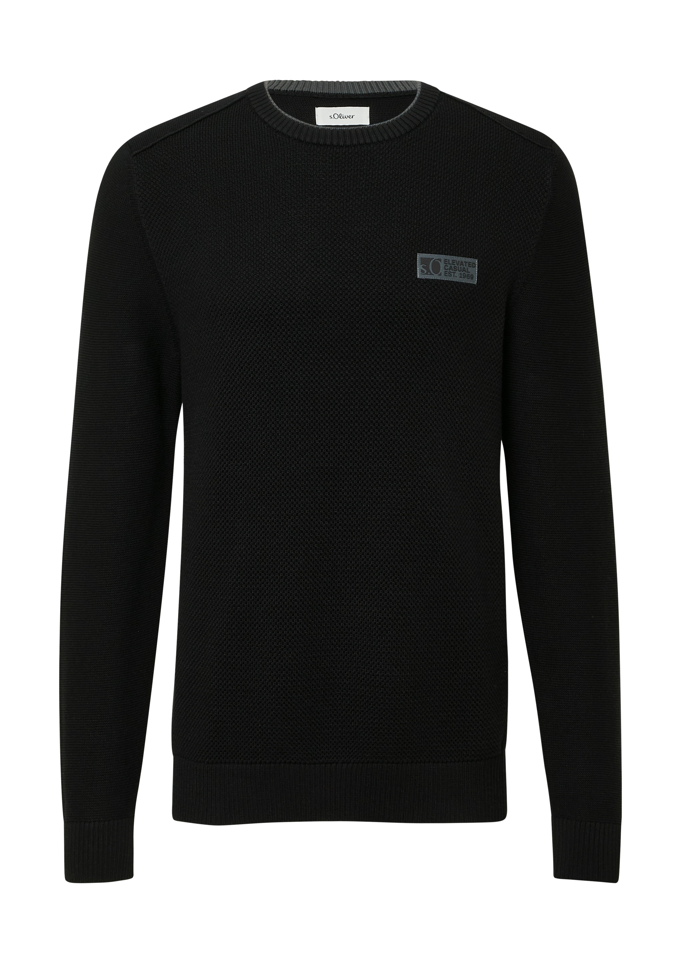 Thumbnail - s.Oliver Strickpullover aus strukturierter Qualität, mit Logo-Badge, Regular Fit
