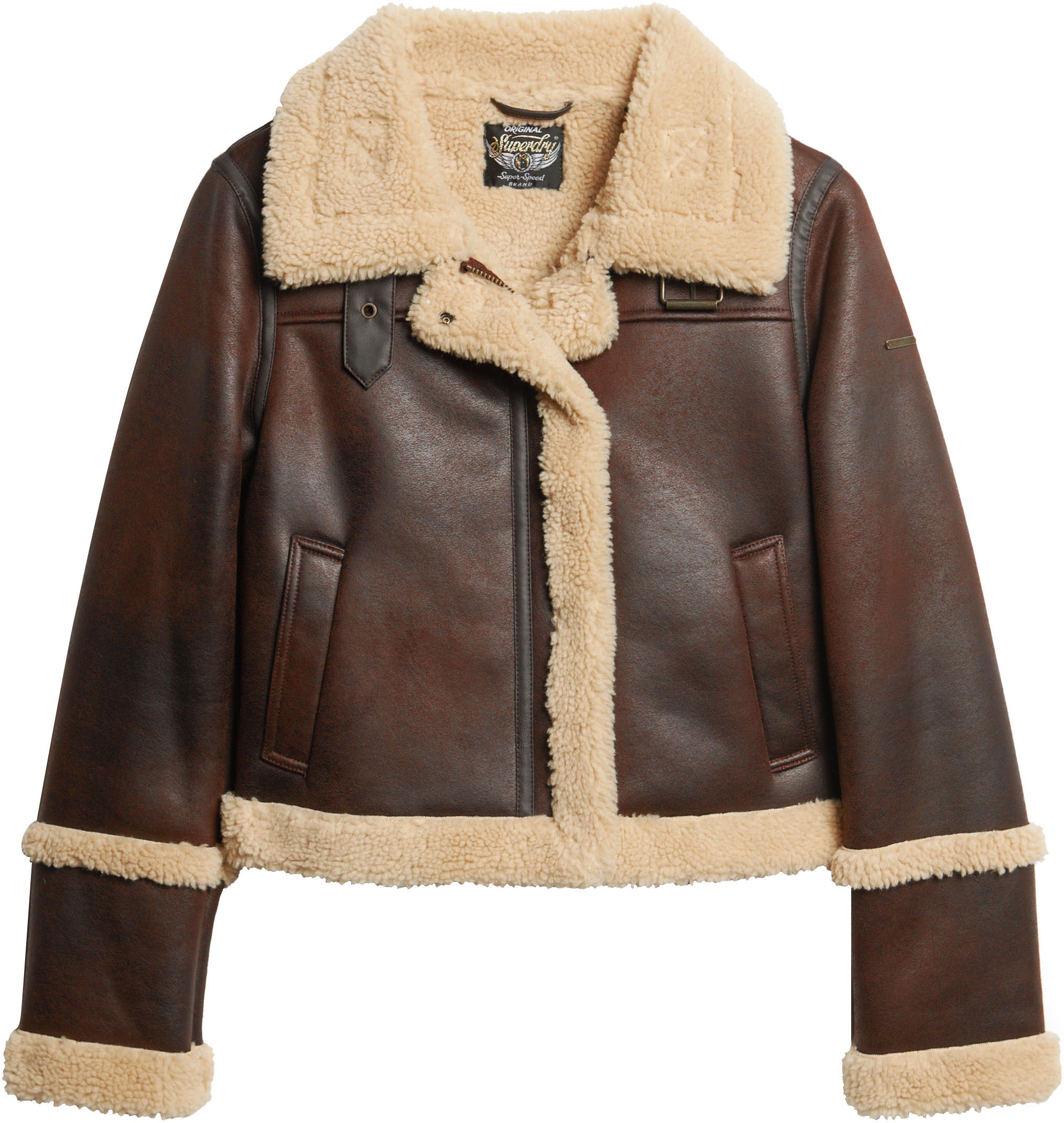 Superdry Lederimitatjacke »FAUX SHEARLING CROP JACKET«