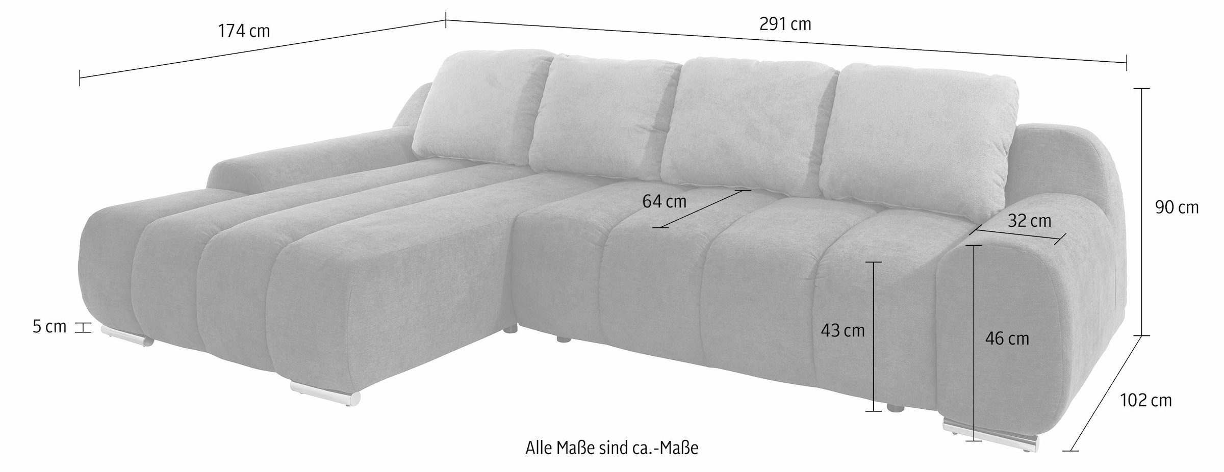 INOSIGN Ecksofa »Bono L-Form«, wahlweise mit Bettfunktion