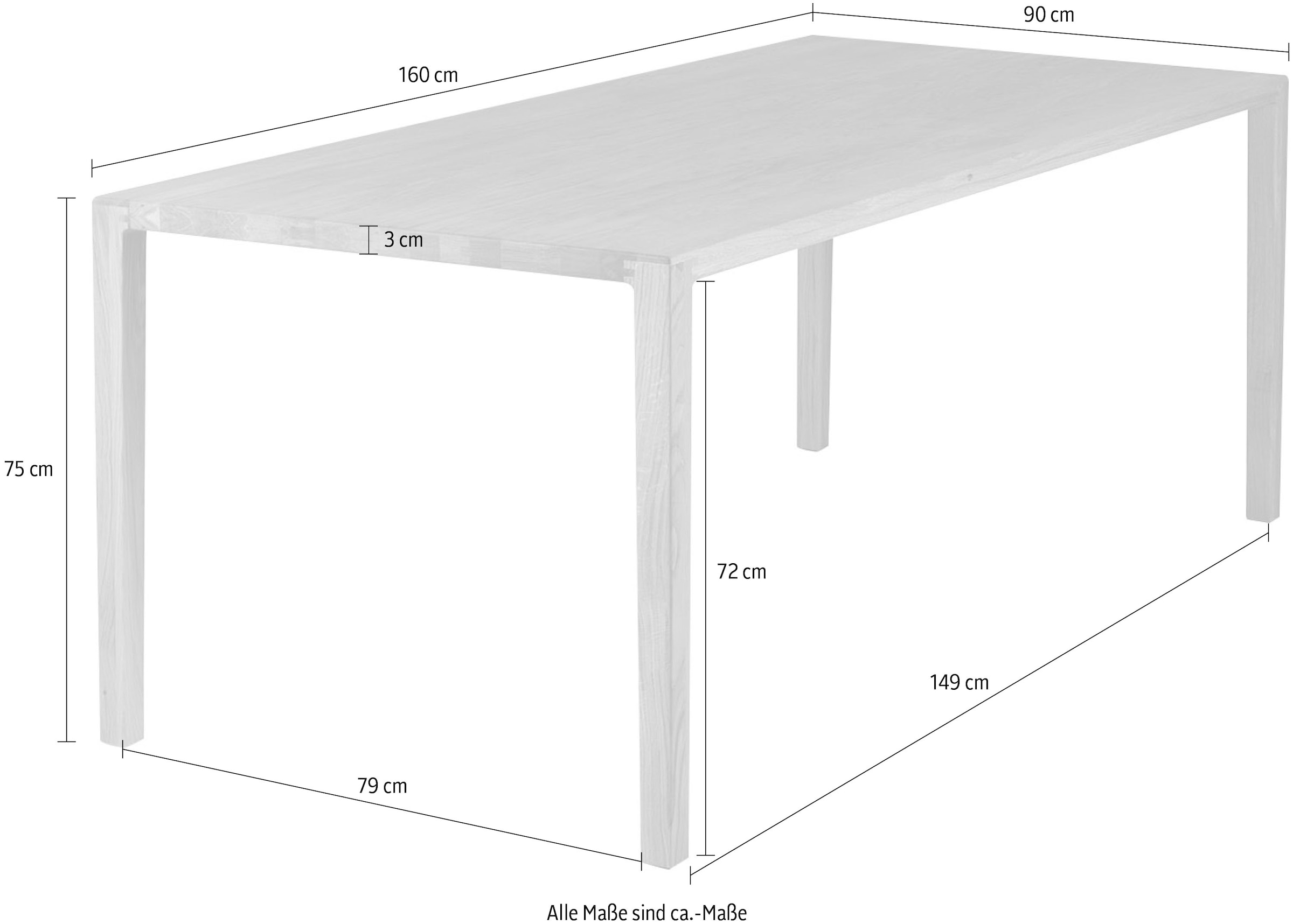 whiteoak Esstisch, (1 St.), extravagantes Design in hochwertiger Qualität