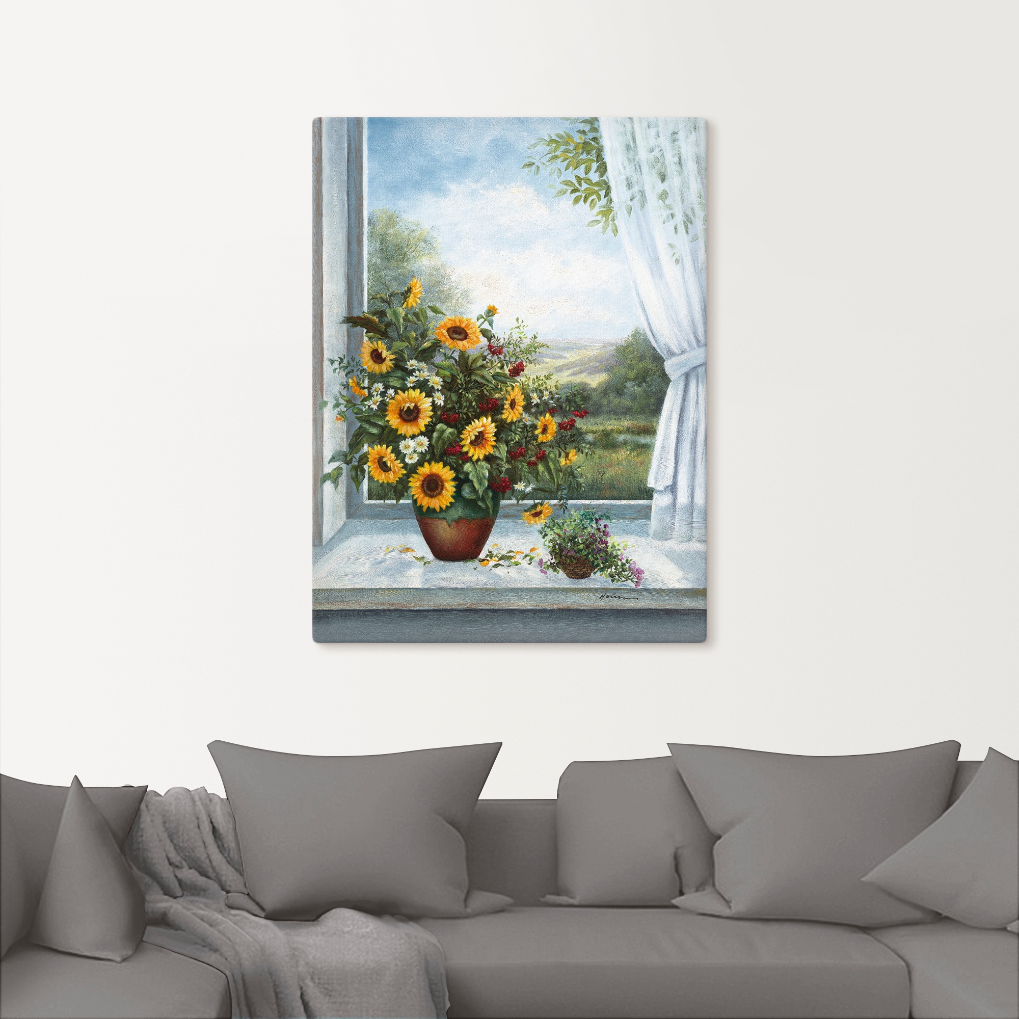 Artland Wandbild »Sonnenblumen am Fenster«, Arrangements, (1 St.), als Leinwandbild, Poster, Wandaufkleber in verschied. Größen