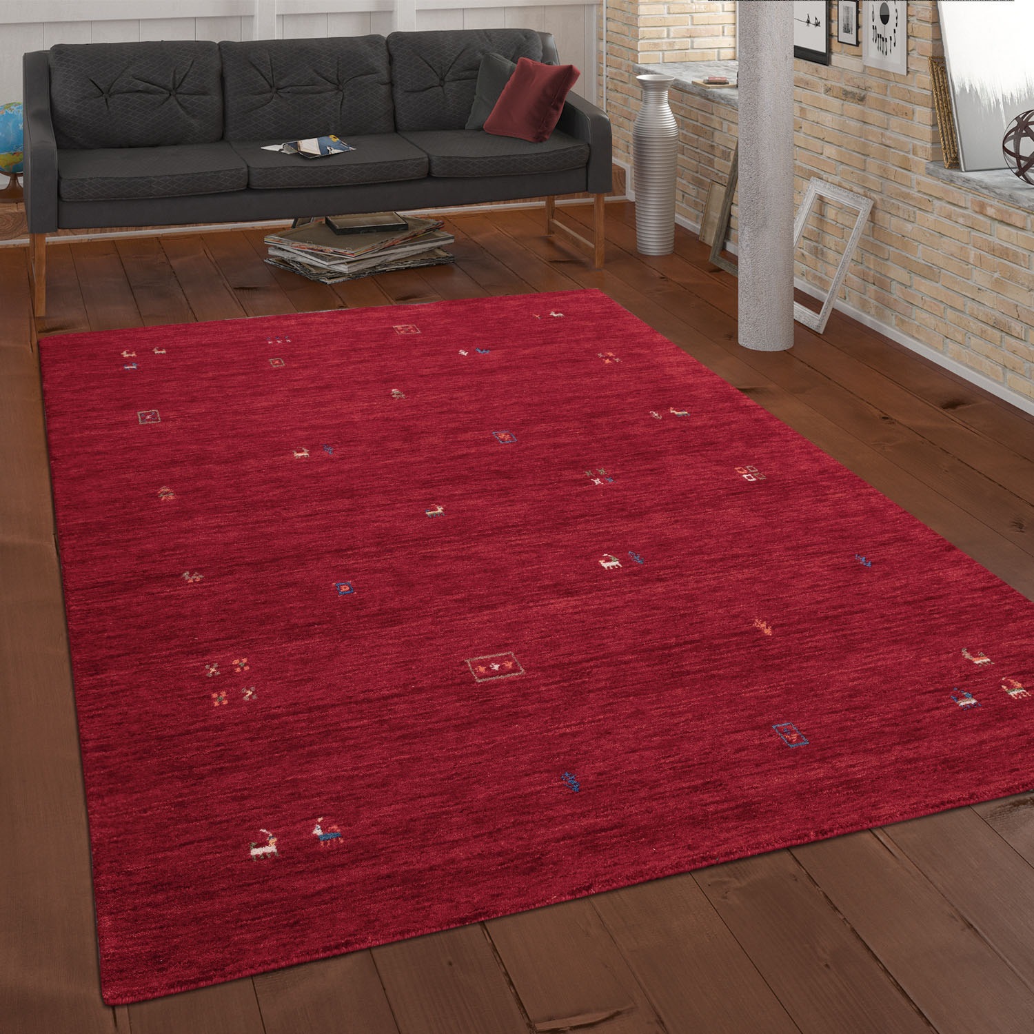 Paco Home Wollteppich »Gabbeh 312«, rechteckig, 9 mm Höhe, Kurzflor, handgewebt, reine Wolle, Gabbeh-Stil, Wohnzimmer
