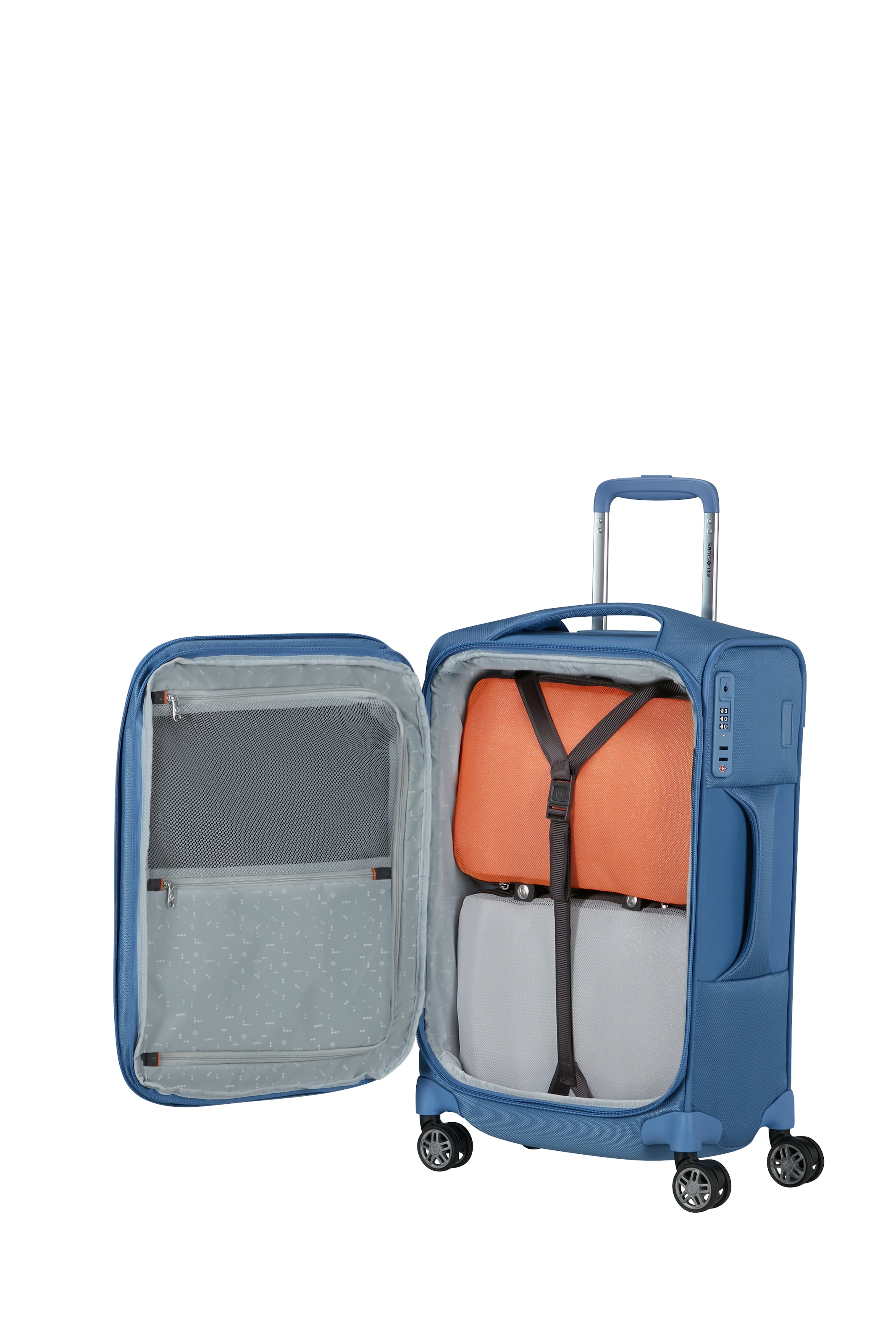 Samsonite Weichgepäck-Trolley »RE-LITE, verschiedene Größen und Farben« Set, mit 2 Packwürfeln, 2 Stk. tlg. 36 l 4 Rollen Reisekoffer TSA-Schloss Stickerbogen Volumenerweiterung Laptopfach