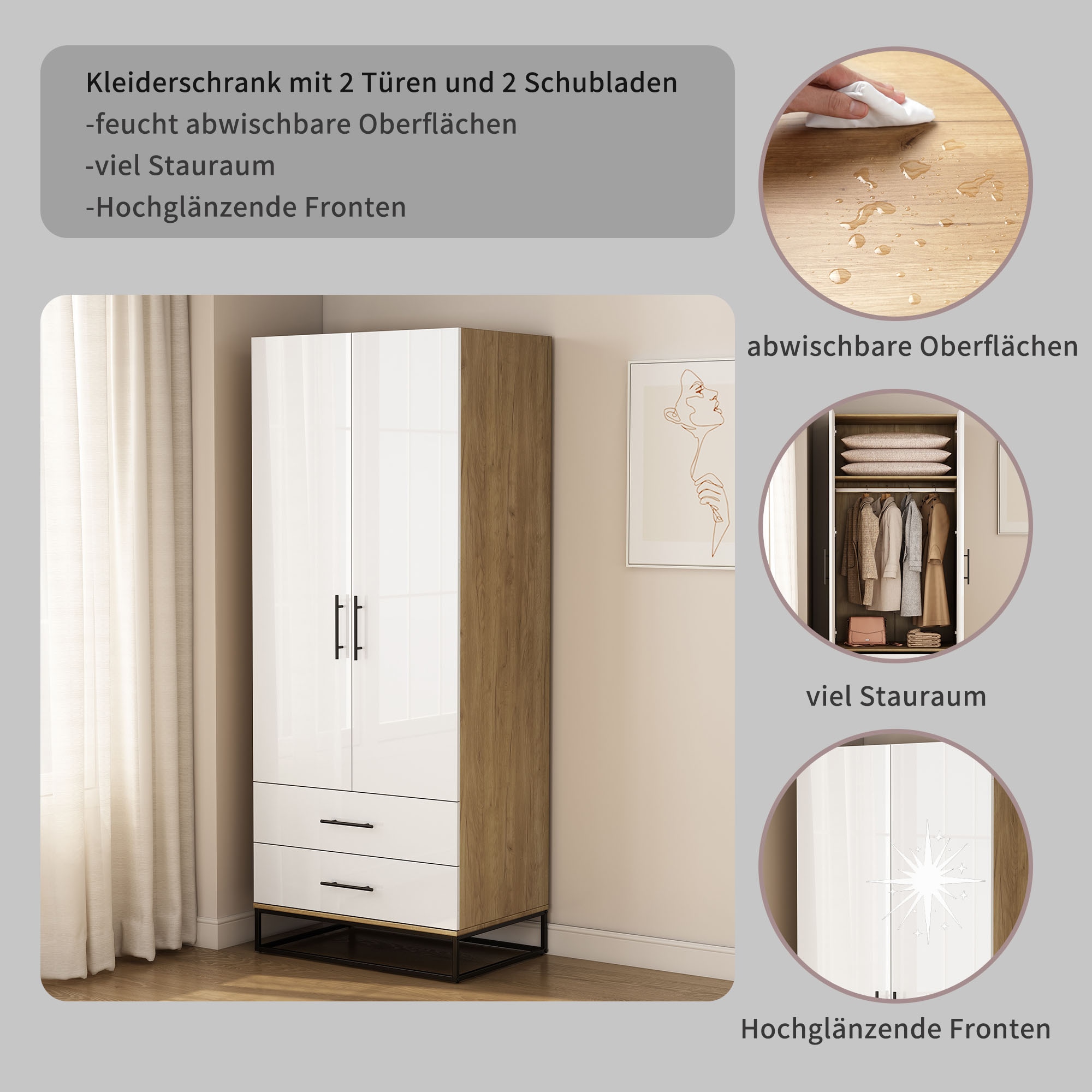 OTTO home Kleiderschrank »Lucca Schlafzimmerschrank Garderobe hochglanz Bestseller«