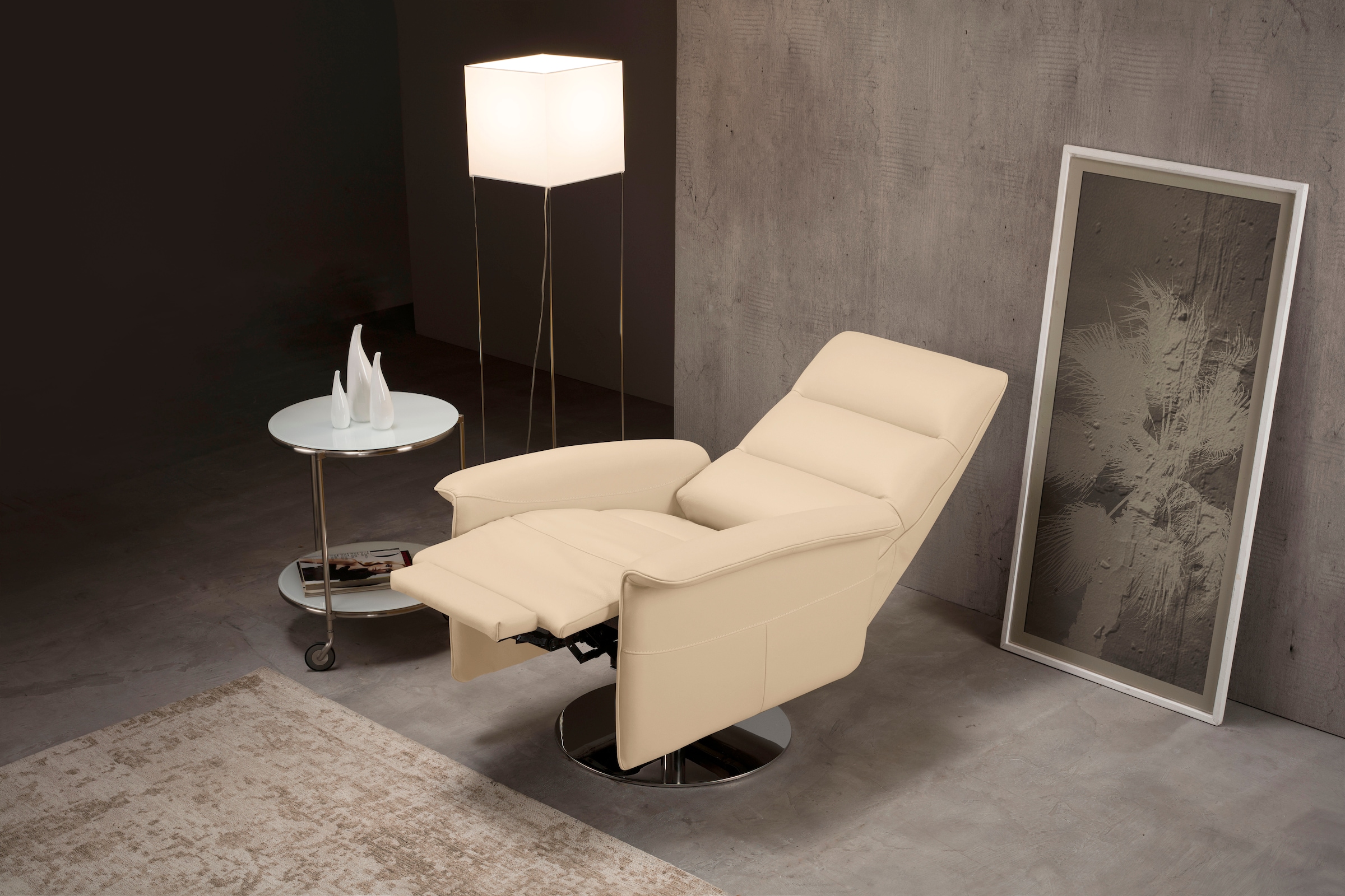 Egoitaliano Sessel "Kelly Designsessel", drehbar, manuelle Relaxfunktion mit Push-Back-Mechanismus