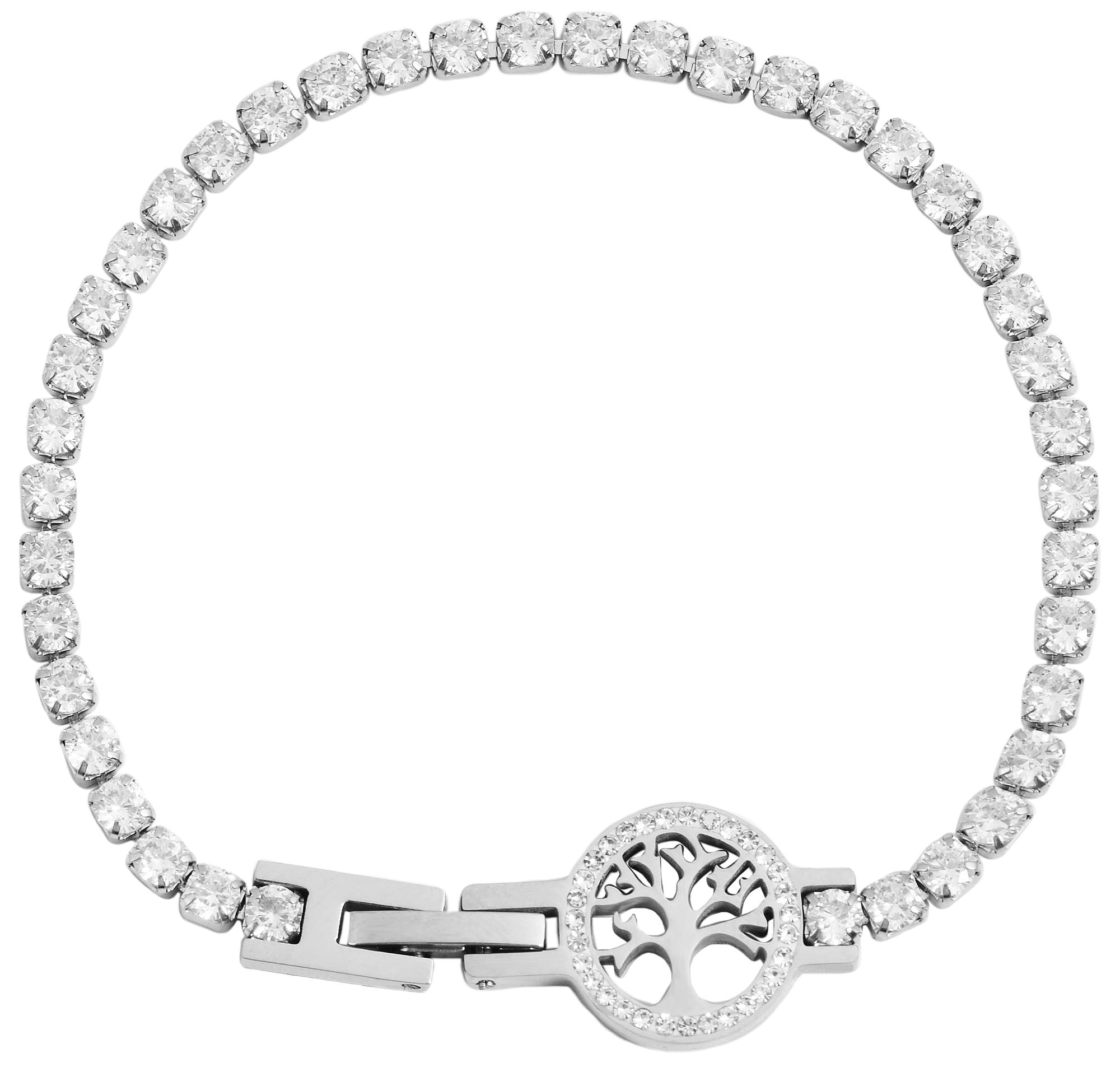 Adelia´s Kettenanhänger »Anhänger – Lebensbaumanhänger aus Edelstahl mit Strass Steinchen«  Eine schöne Geschenkidee für jeden Anlass