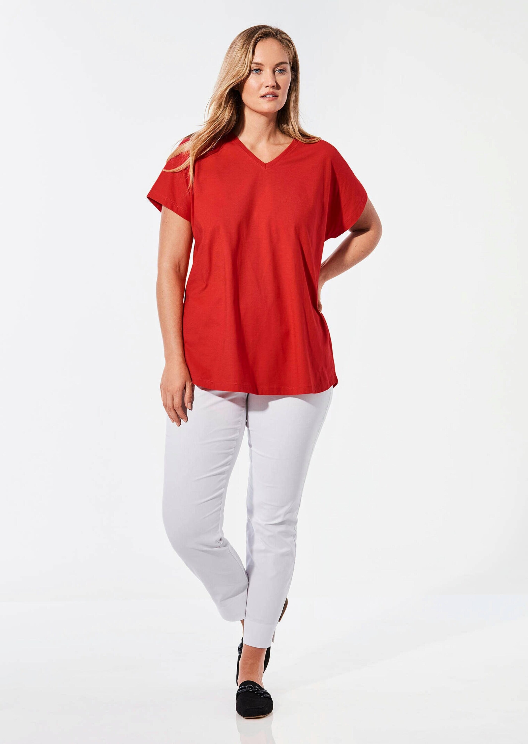 GOLDNER Kurzarmshirt »Shirt mit V-Ausschnitt«