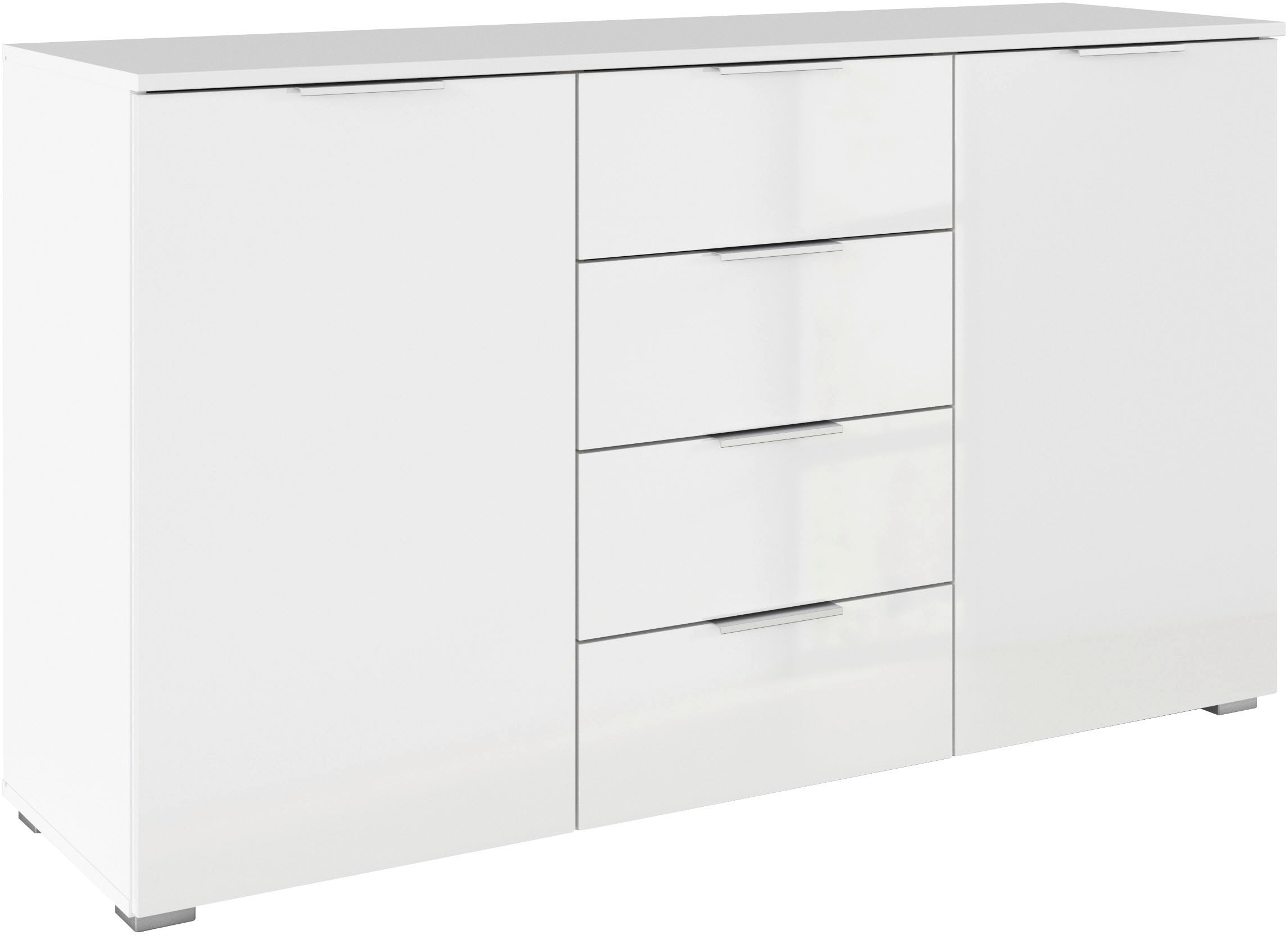 OTTO home Kombikommode "Sideboard Schubladenkommode AGORDO mit Dekor- oder Hochglanzfront" in zwei Griff-Farben, Breite 120 cm, vier große Schubladen, mit insgesamt 4 Einlegeböden MADE IN GERMANY