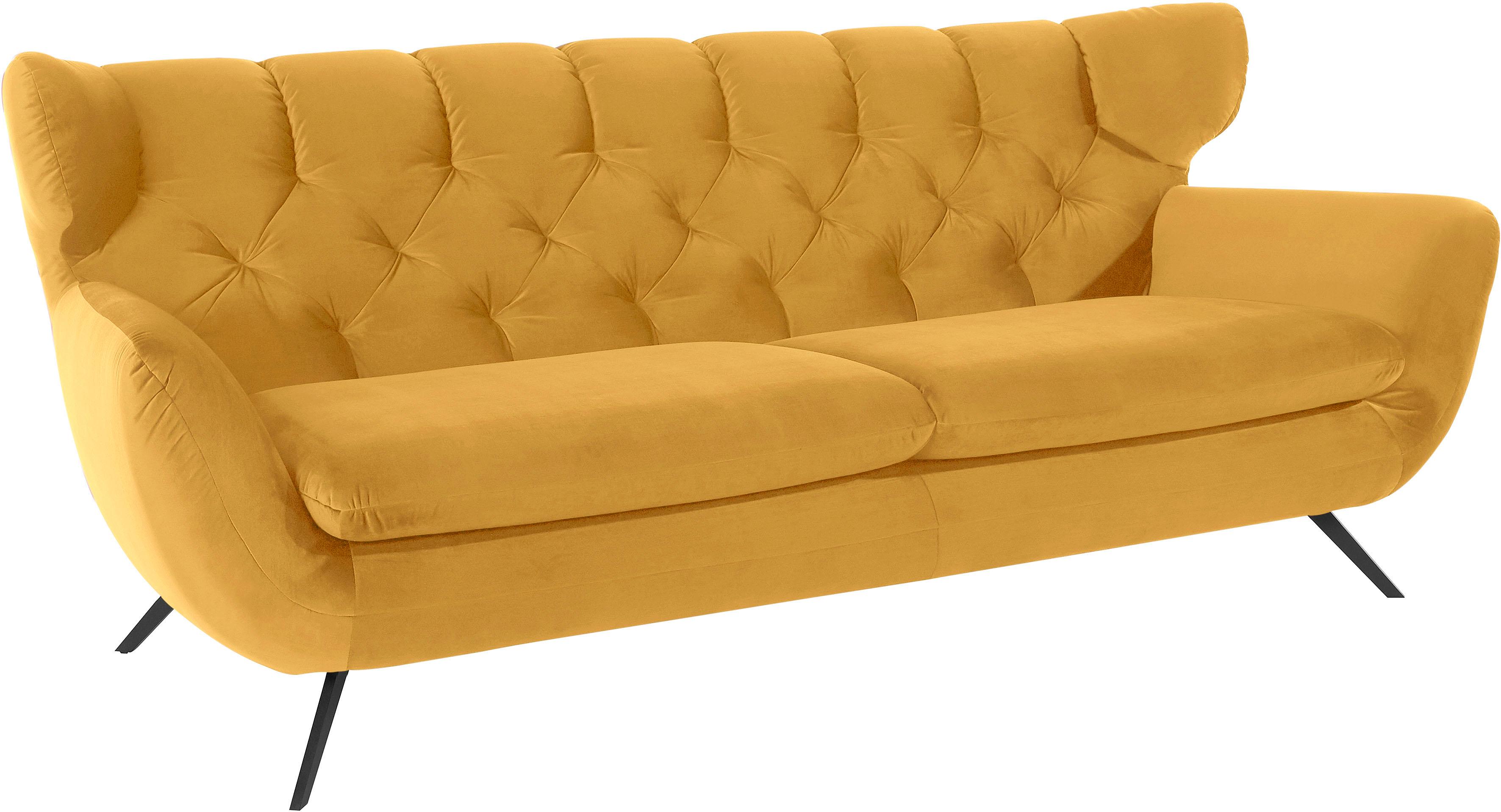 3C Candy 3-Sitzer "Beatrice, extravagantes Megasofa, bequem, Küchensofa, Breite 225cm" mit Rückensteppung im Rautenmuster, Samt Optik, auch in Fellimitat