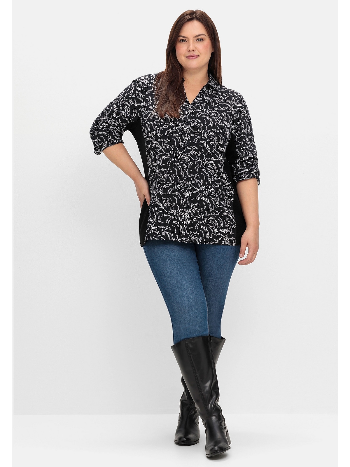 Sheego Druckbluse »Große Größen«, mit Print und elastischen Einsätzen