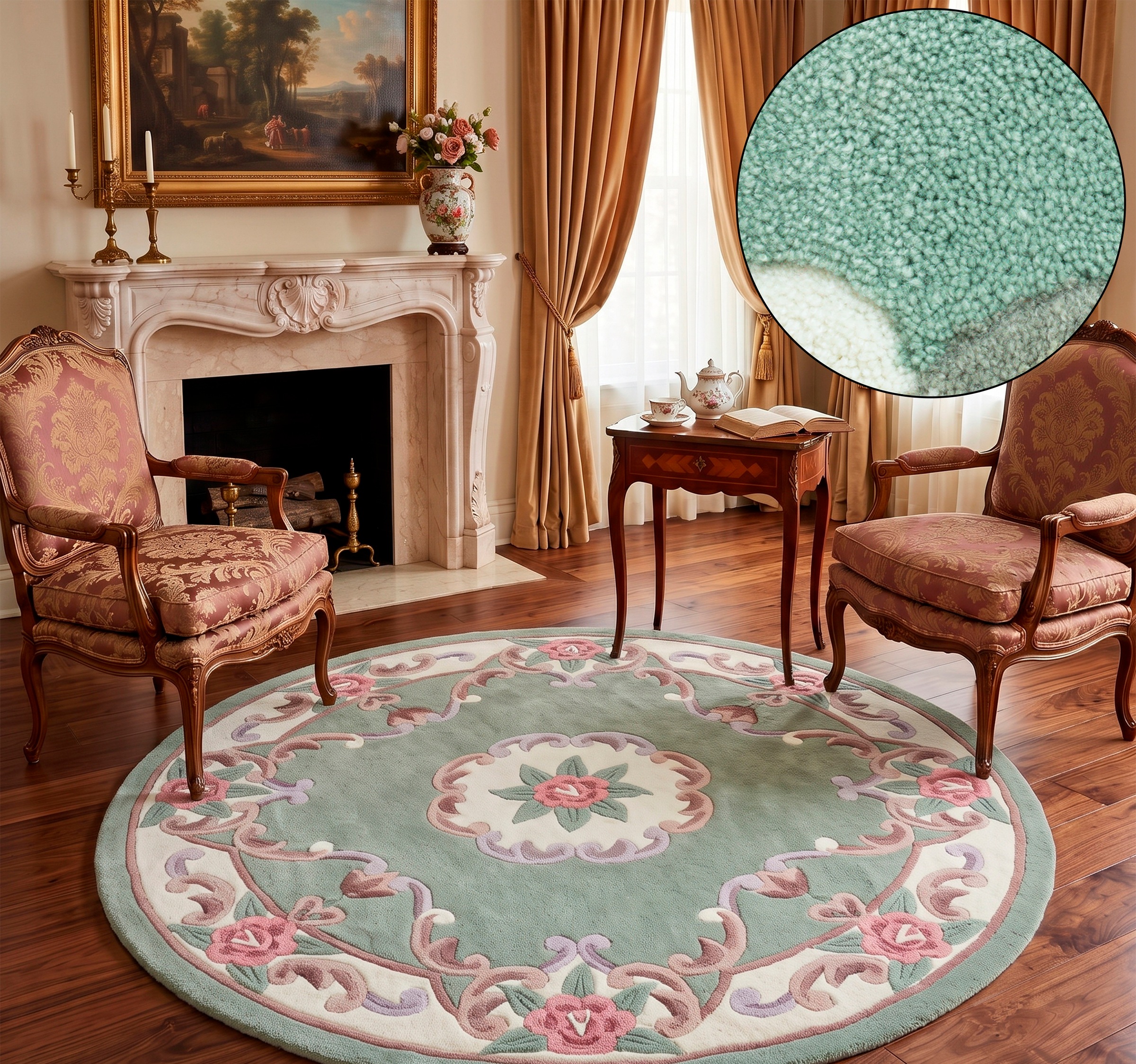 THEKO Teppich "Ming" rund 14 mm Höhe hochwertiges Acrylgarn, ideal im Wohnzimmer & Schlafzimmer
