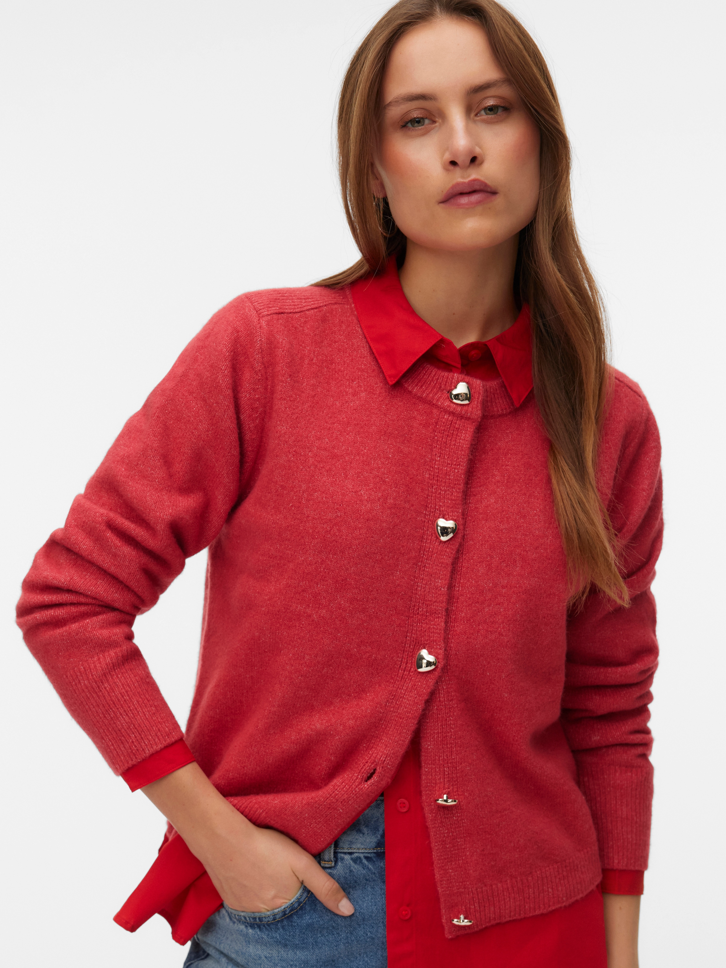 Vero Moda Strickjacke "VMFIONA LS SHORT BUTTON CARDIGAN GA BOO" mit Wolle u günstig online kaufen