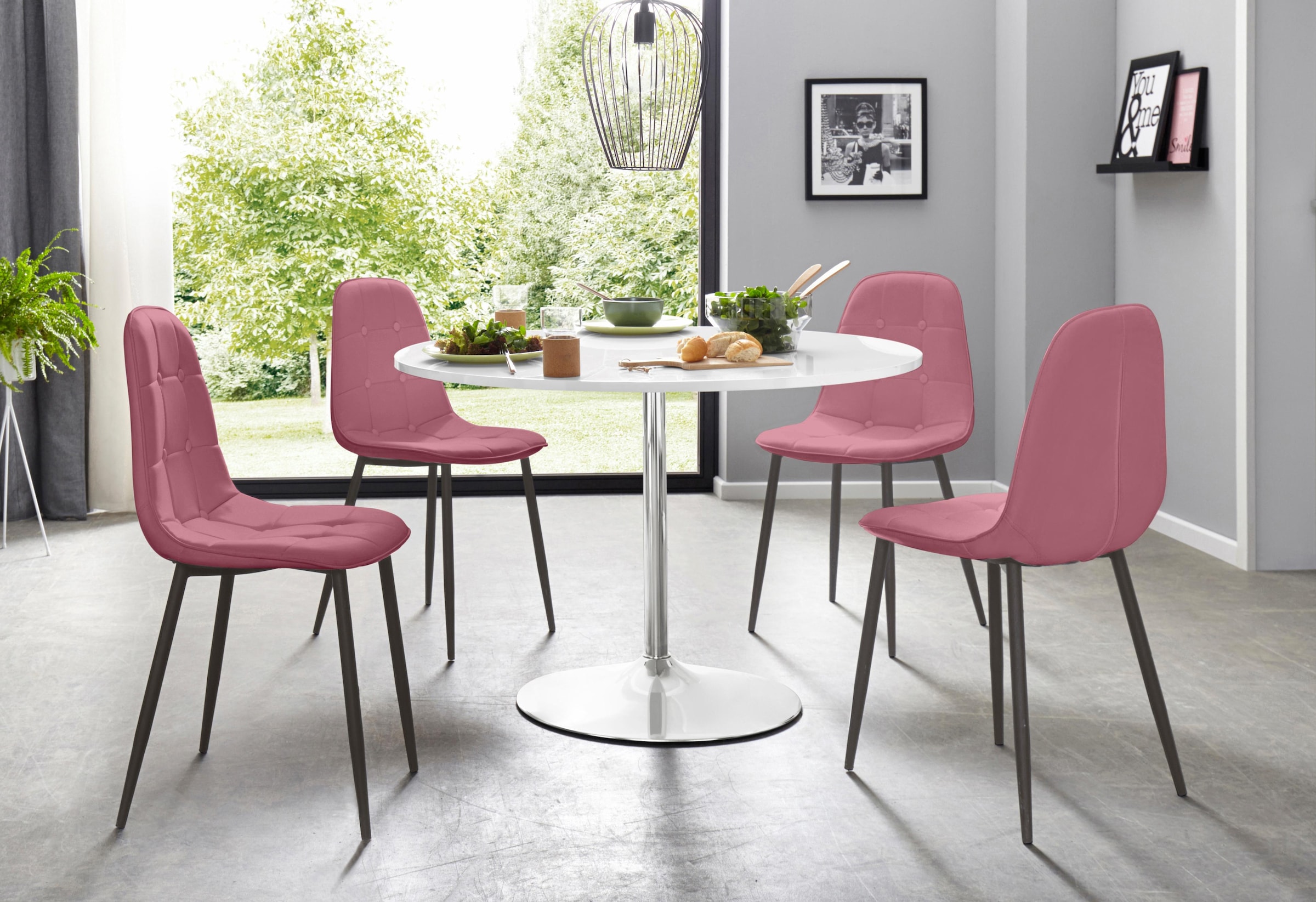 OTTO home Essgruppe Set, 5 Stk. tlg. mit rundem Tisch in weiß Hochglanz günstig online kaufen