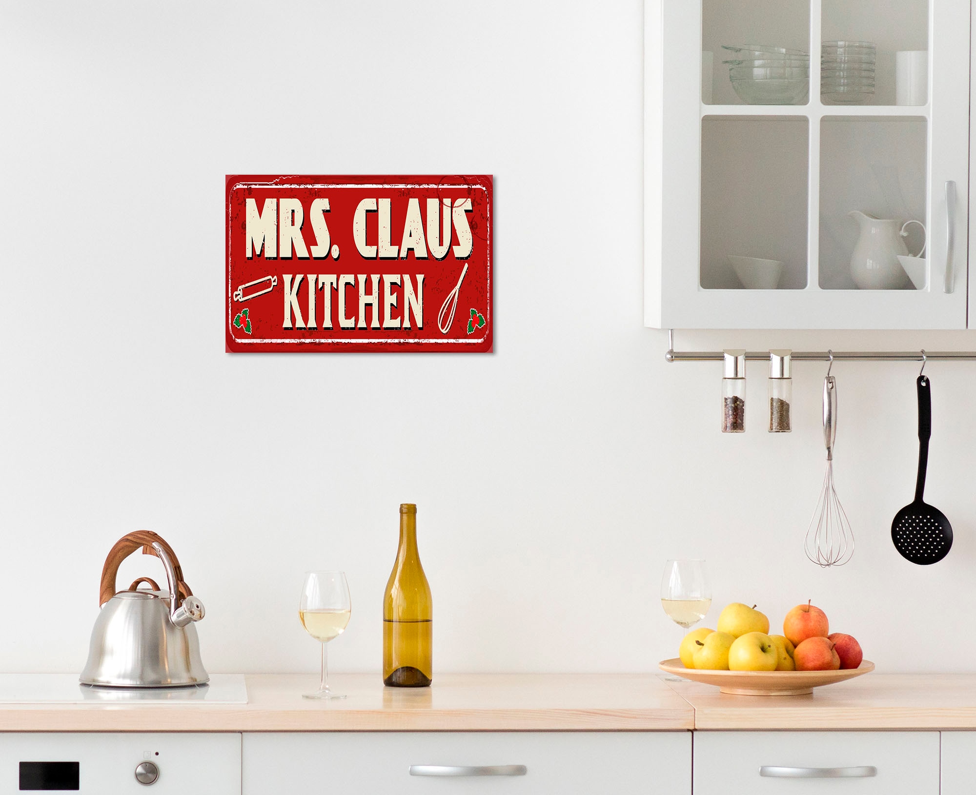 queence Metallbild "Mrs. Claus Kitchen", Schriftzüge-Schriftzug-Weihnachten günstig online kaufen