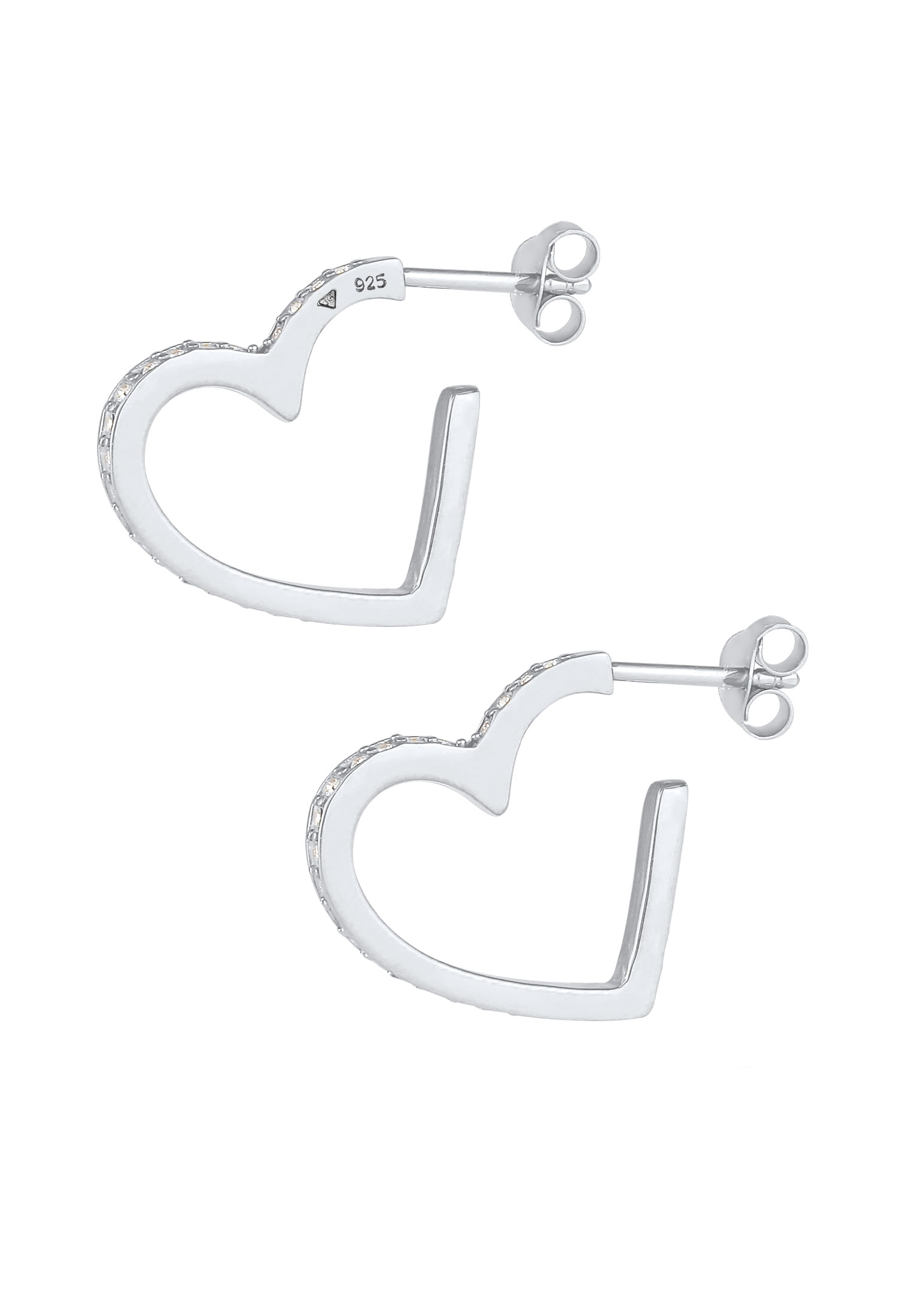 Elli Premium Paar Ohrstecker »Creolen Herz Liebe 925 Silber, mit Kristallen von Swarovski®«