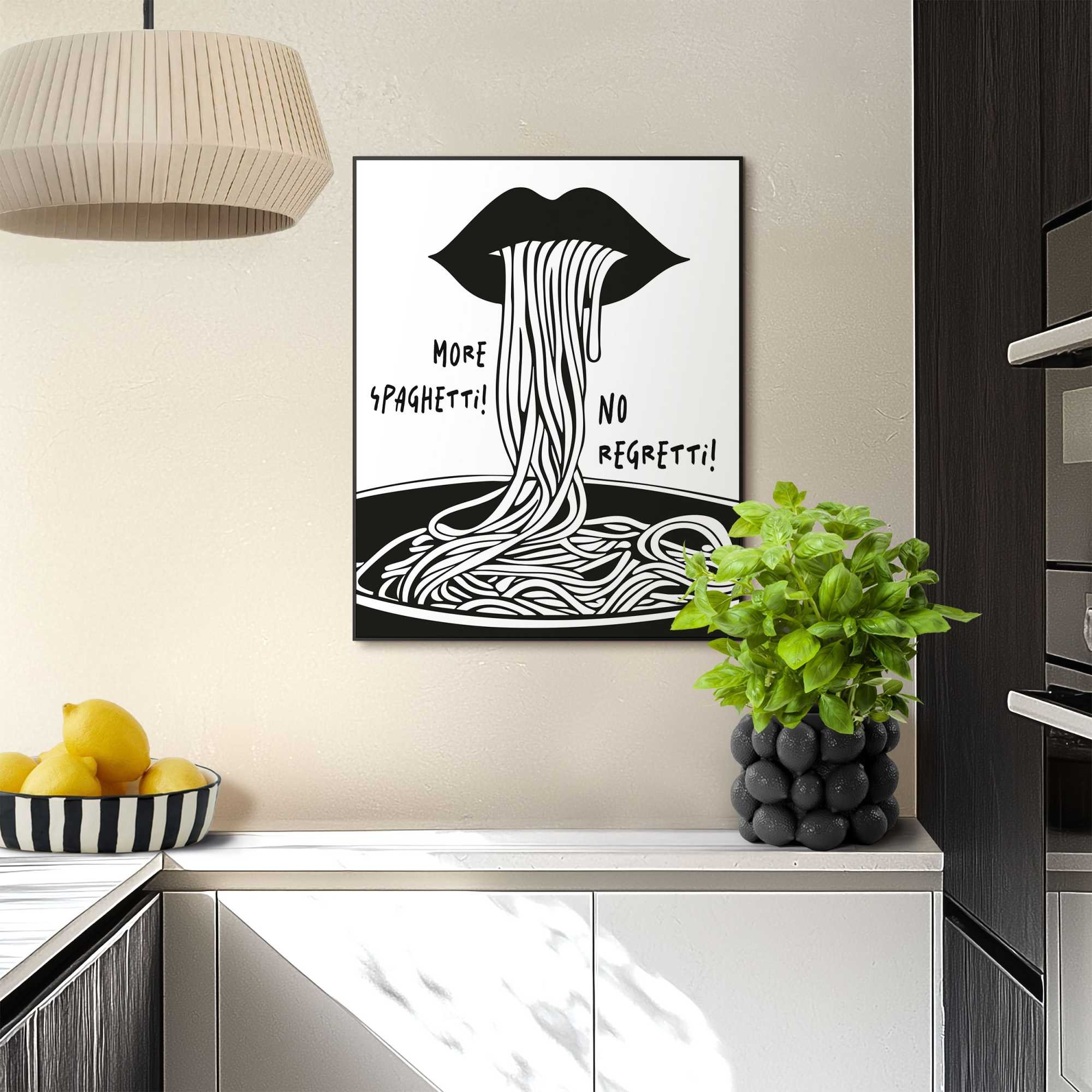 Reinders! Poster »More Spaghetti«, Küche - Schwarz-Weiß - MDF - Essen und Trinken - 40x50 cm