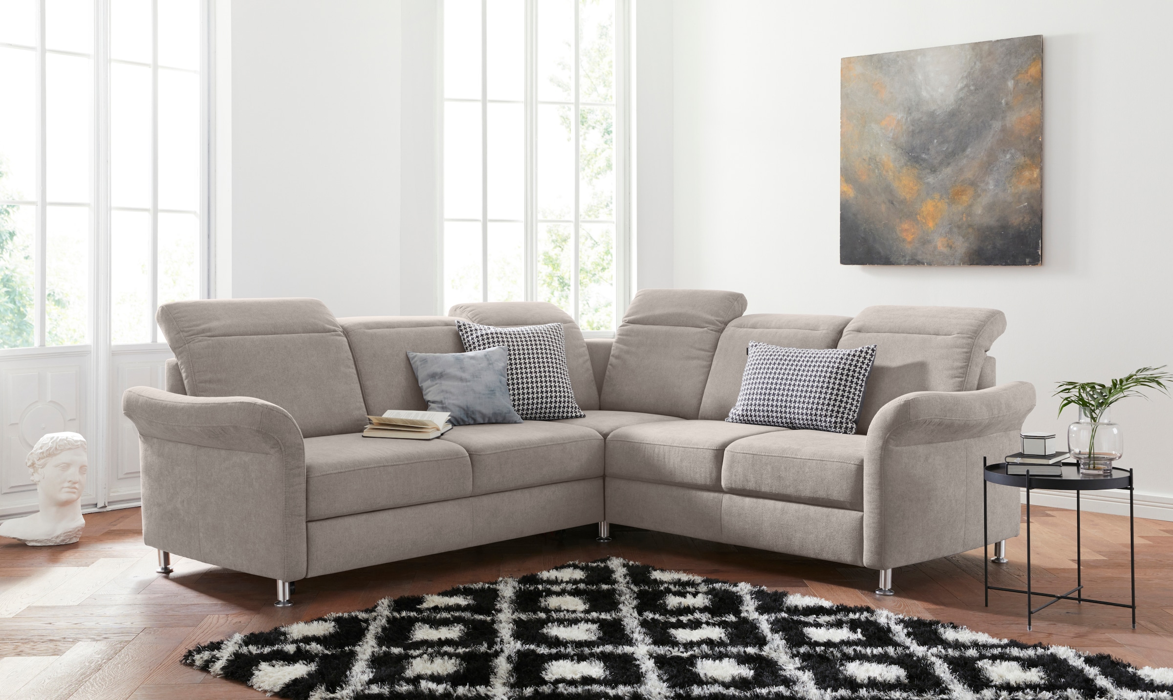 sit&more Ecksofa "Darwin L-Form" inklusive Federkern, wahlweise mit Kopfteilverstellung, Schlaffunktion