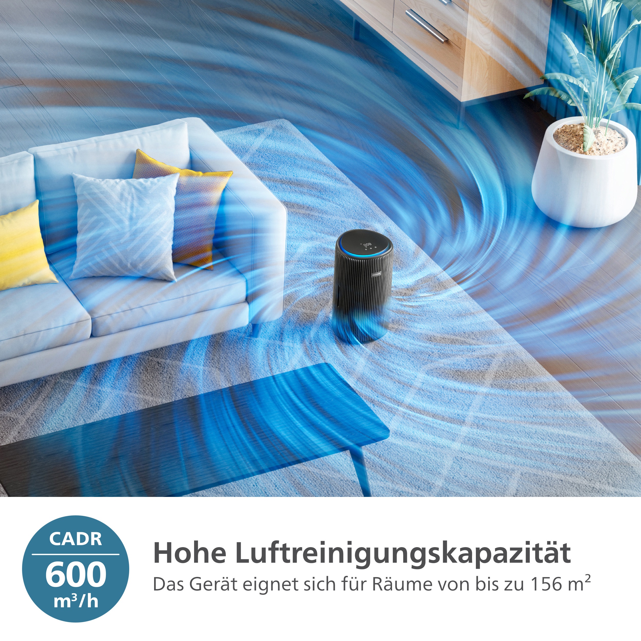 Thumbnail - Philips Luftreiniger "AC4221/11 PureProtect Pro 4200 Series, Luftreinigungsrate 600 m³/h", für 156 m² Räume, 4-Schichten...
