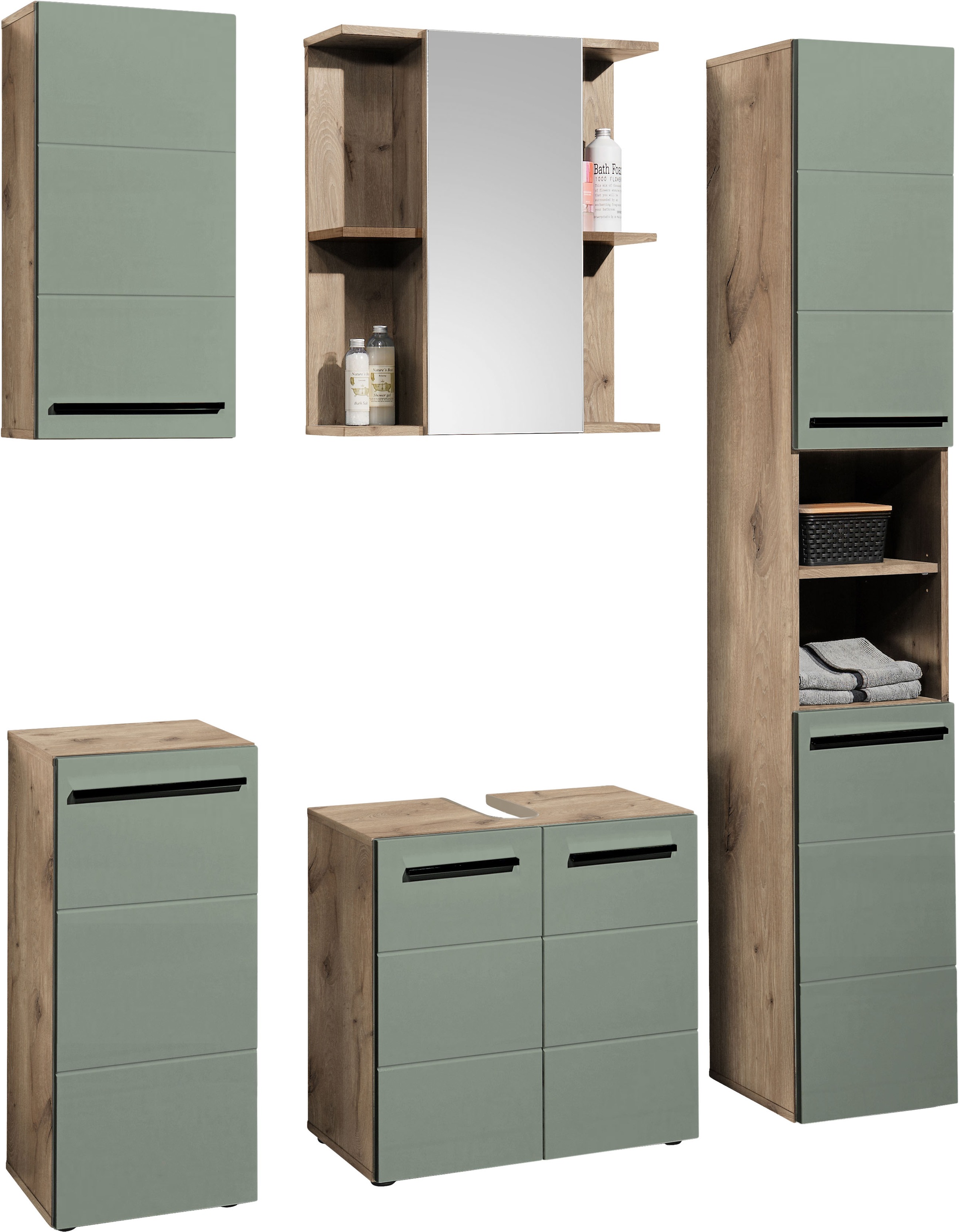 BASIC by Balculina Hochschrank »Vista BxHxT 34x190x31 cm« 1 Stk. tlg. Breite 34cm, Kunststoffgriffe, Made in Europa