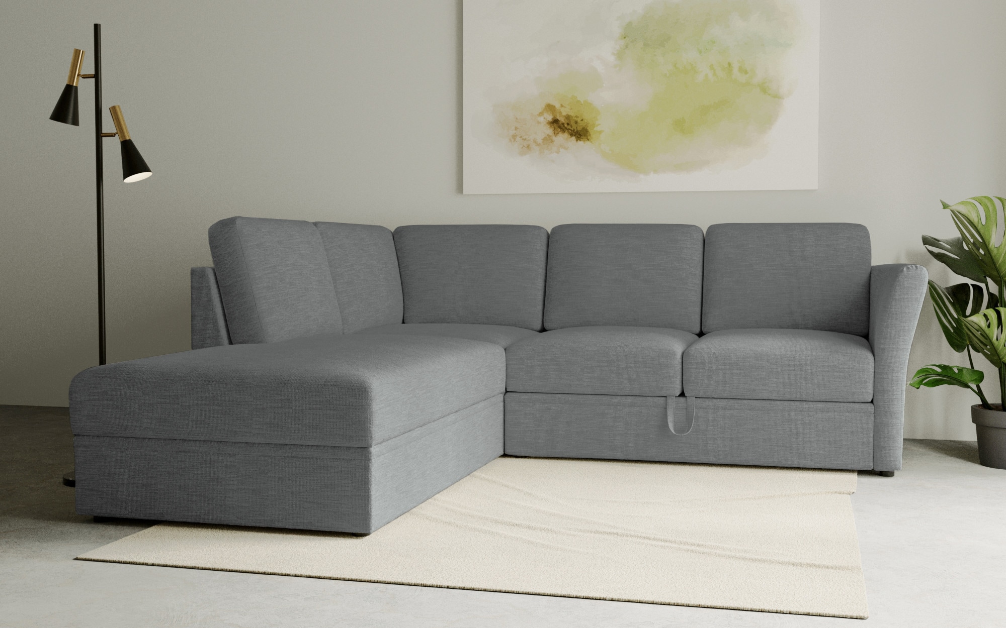 OTTO home Ecksofa "Lavars, L-Form, Schlafsofa" mit Bettfunktion und Stauraum, in zwei verschiedenen Bezugsqualitäten