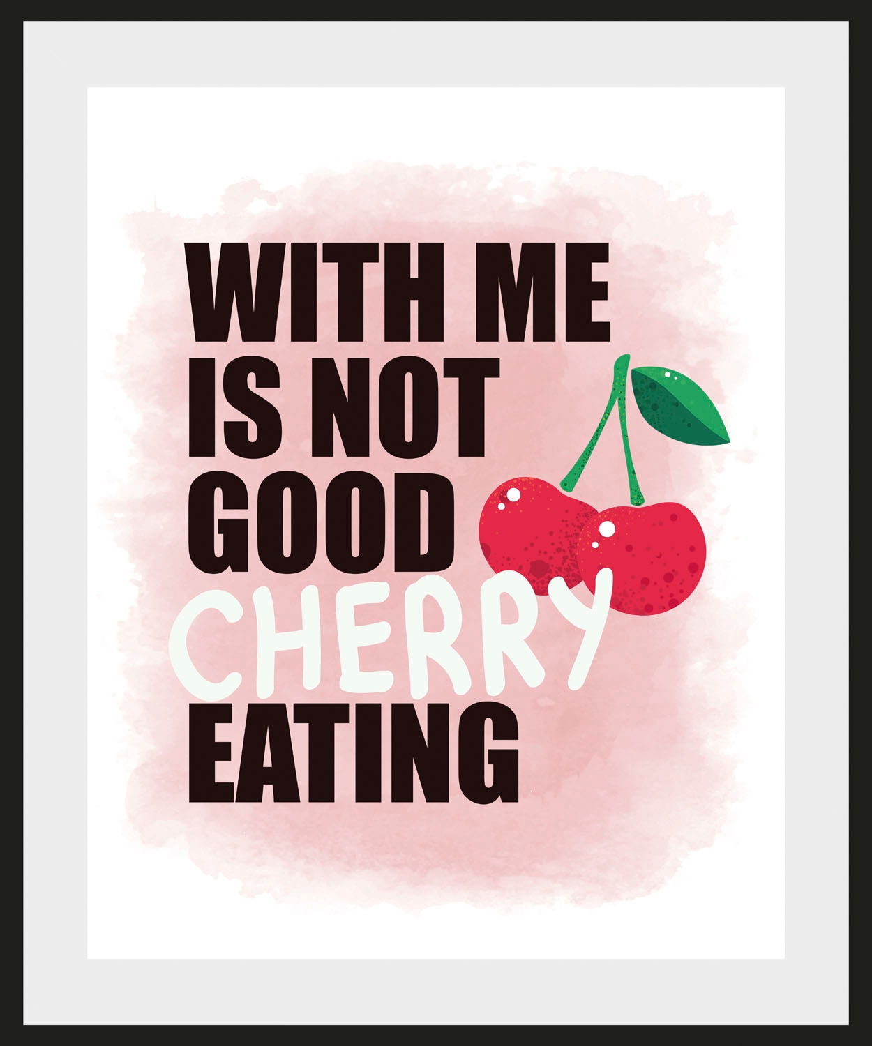 queence Bild »CHERRY«, Schriftzug-Humor-Sprüche & Texte-Süßigkeiten-Motivationsbilder-Obst-Obst Bilder, (1 St.), HD Premium Poster-Druck inkl. Holzrahmen