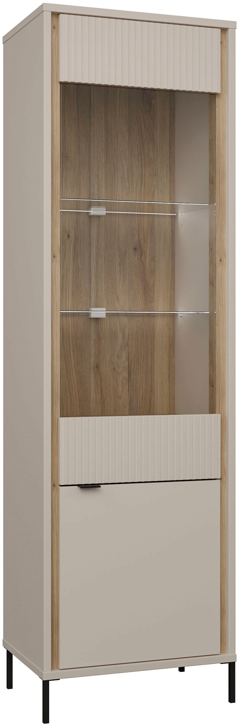FORTE Vitrine »Forte Seravel Vitrine, 2-türig, Höhe 192,2 cm Lamellen« B/H/T 59,4/199,2/41,5 cm, Glastüre, optionale Beleuchtung