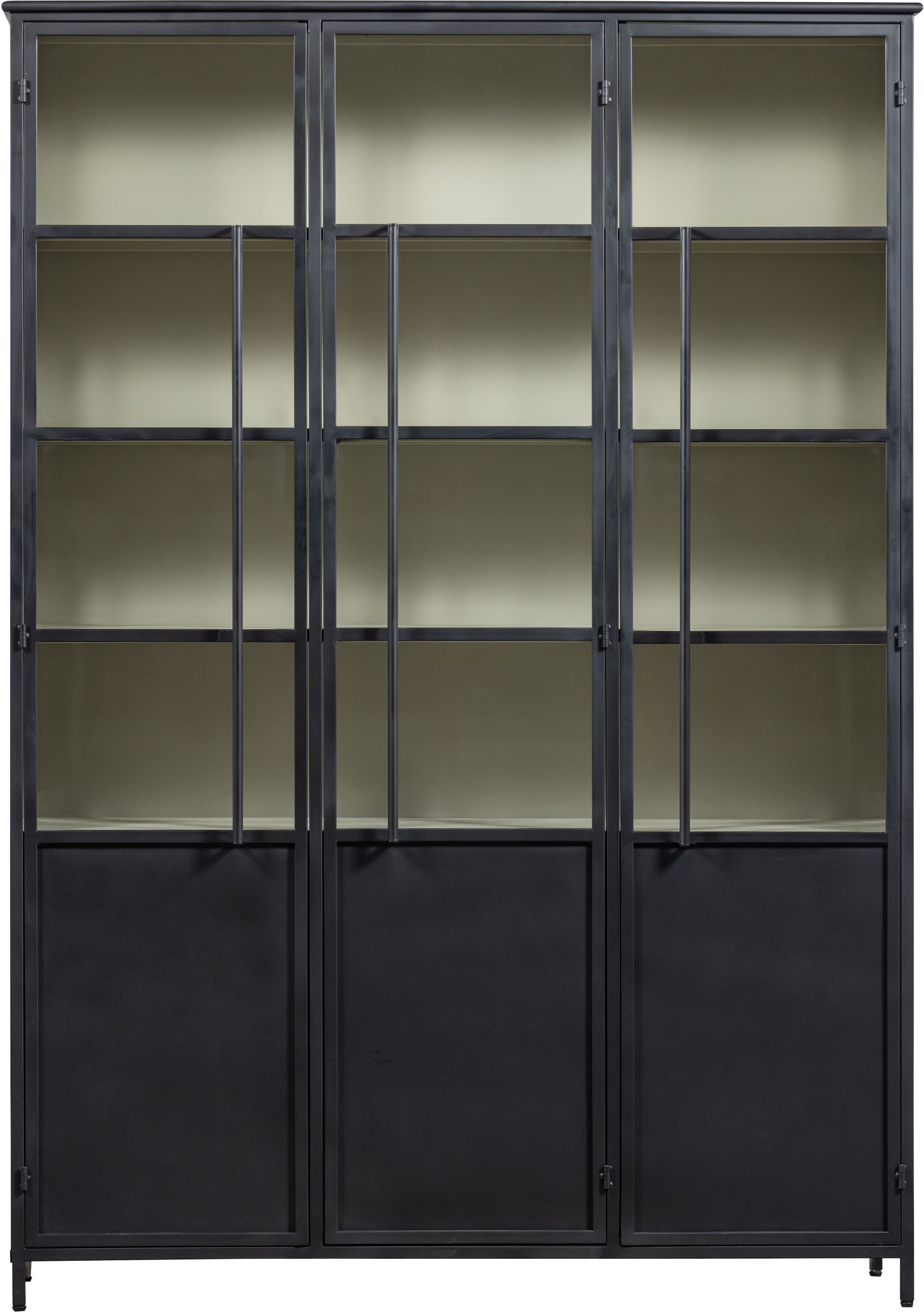 WOOOD Vitrine »WOOOD EXHIBIT XL 3-TÜRIG VITRINE SCHRANK METALL SCHWARZ« Ausstellungsvitrine Exhibit aus mattem Metall bietet 5 stabile Böden