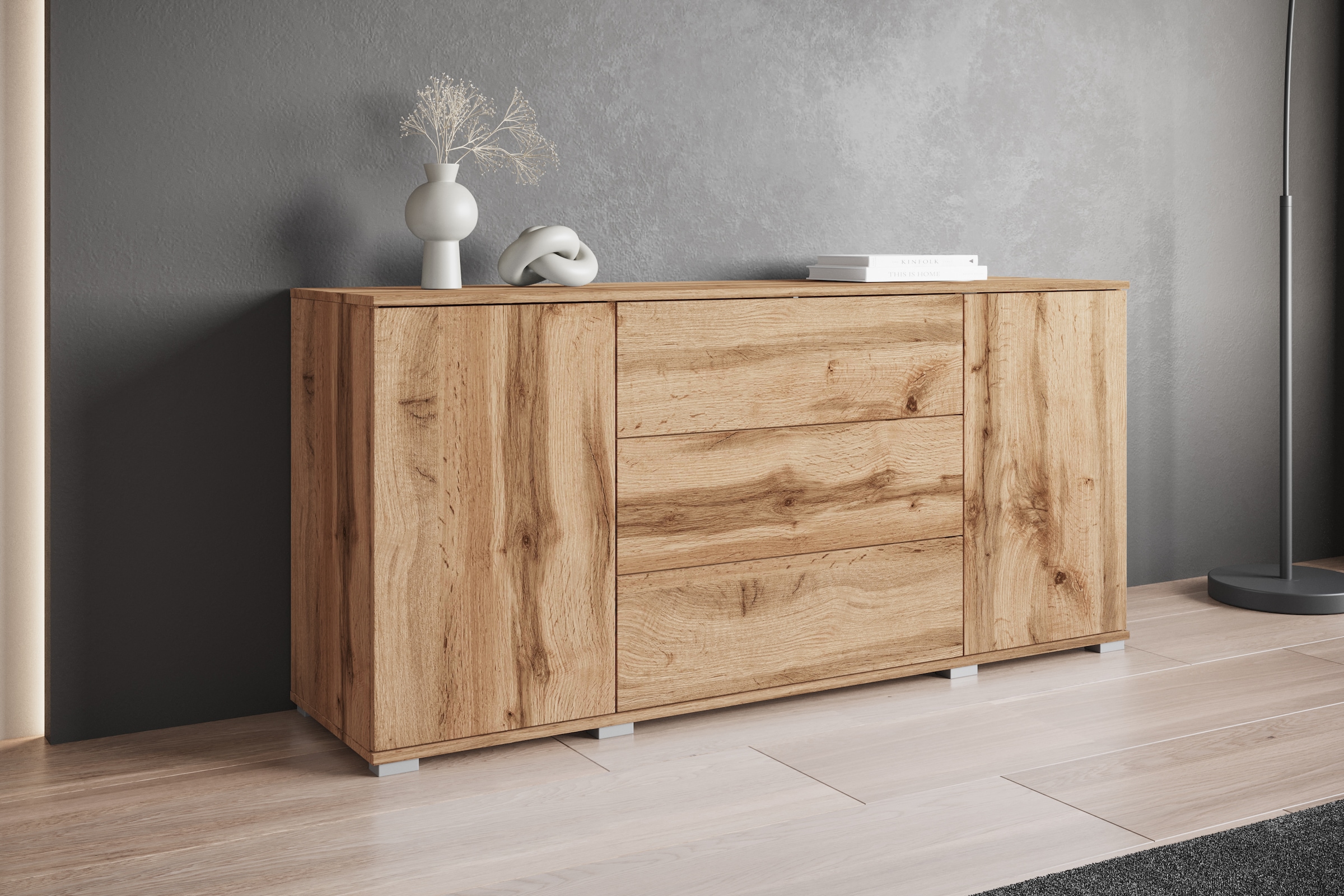 Sideboard »Kenia«, (1 St.), Modernes Sideboard mit 3 Schubladen und 4 Fächern, Breite...