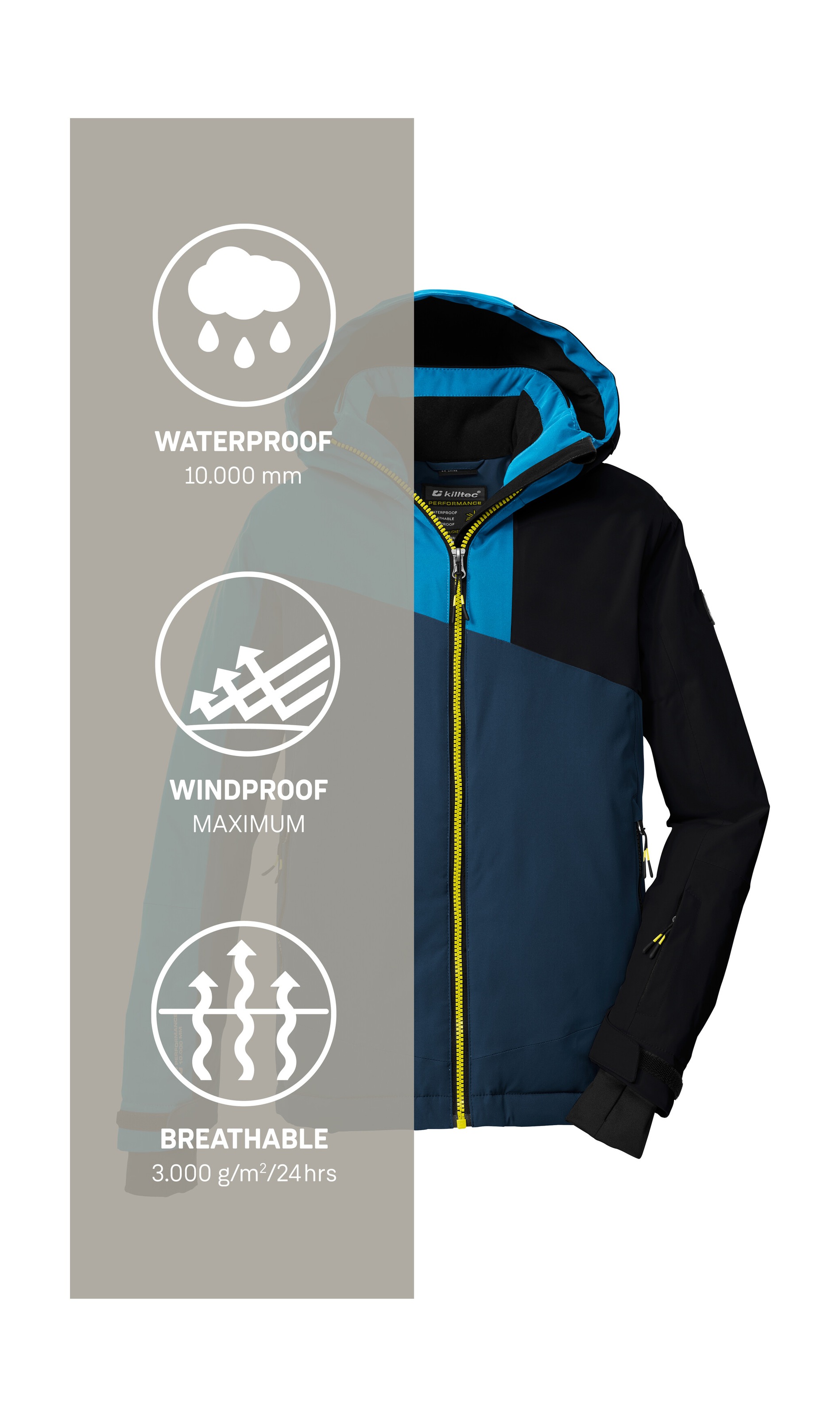 Killtec Skijacke »KSW 192 BYS SKI JCKT«, Wind- und wasserdichte Kinder Skijacke mit verstellbarer Kapuze