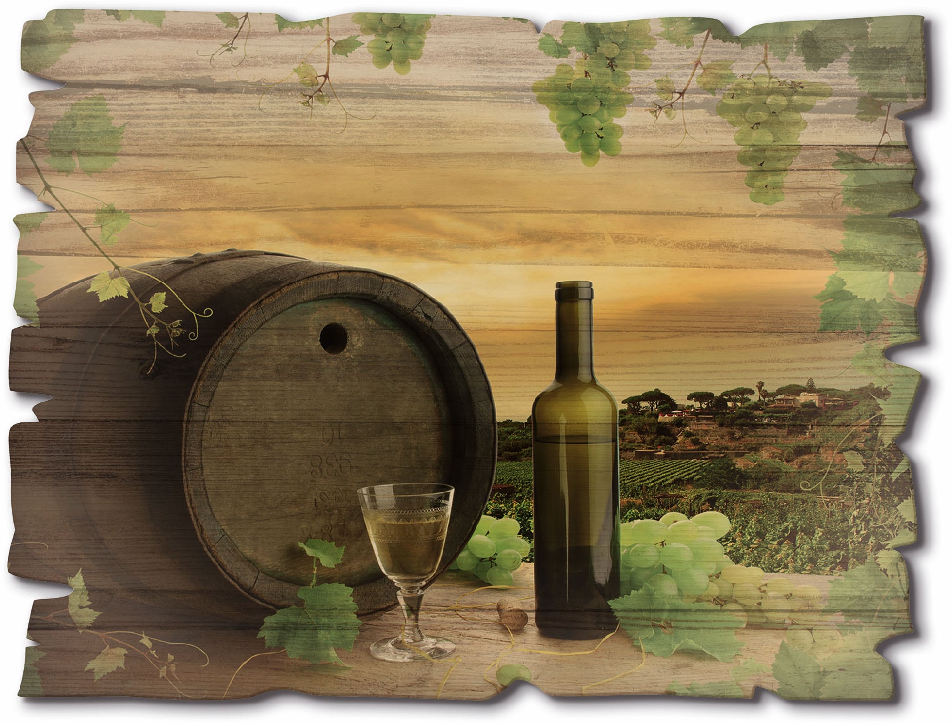 Artland Holzbild "Wein Trauben Reben Weinberg" Wein Bilder 1 Stk. tlg. günstig online kaufen
