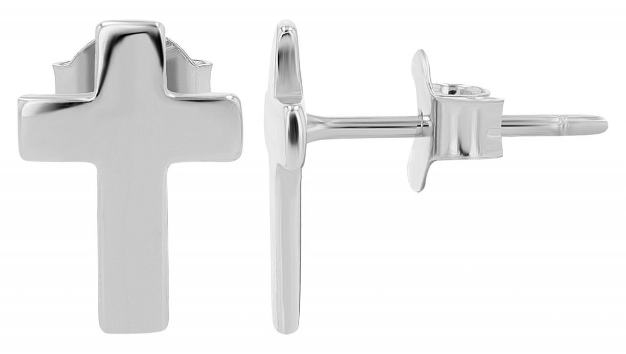 Paar Ohrhänger ADELIA´S "Damen Ohrstecker aus 925 Sterling Silber mit Kreuz", silber, Ohrringe, Damen, Damen, Silber 925 (Sterlingsilber) 6