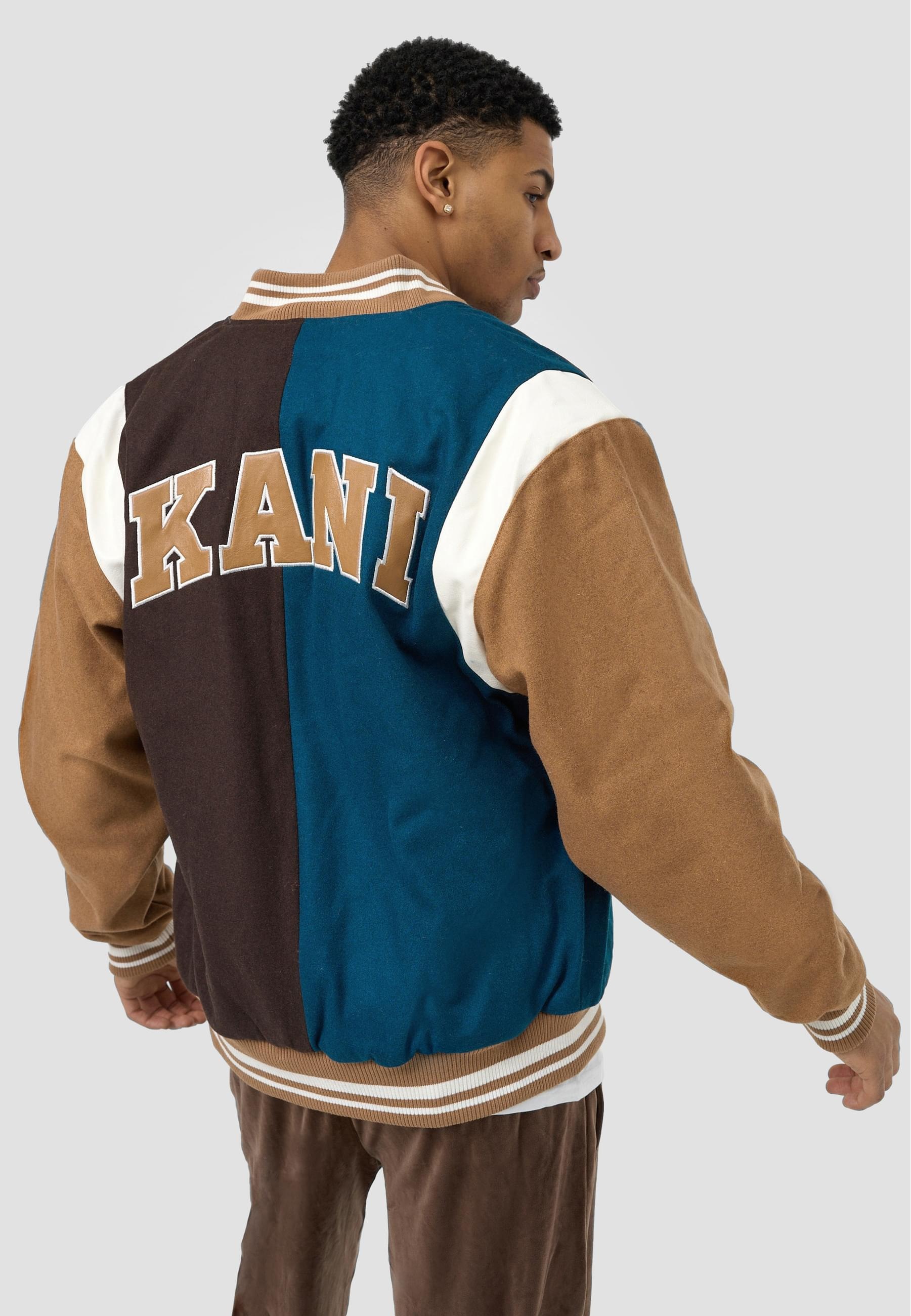Karl Kani Allwetterjacke »Karl Kani Herren KM213-069-1 OG Block Wool Blend College Jacket«, (1 St.), ohne Kapuze