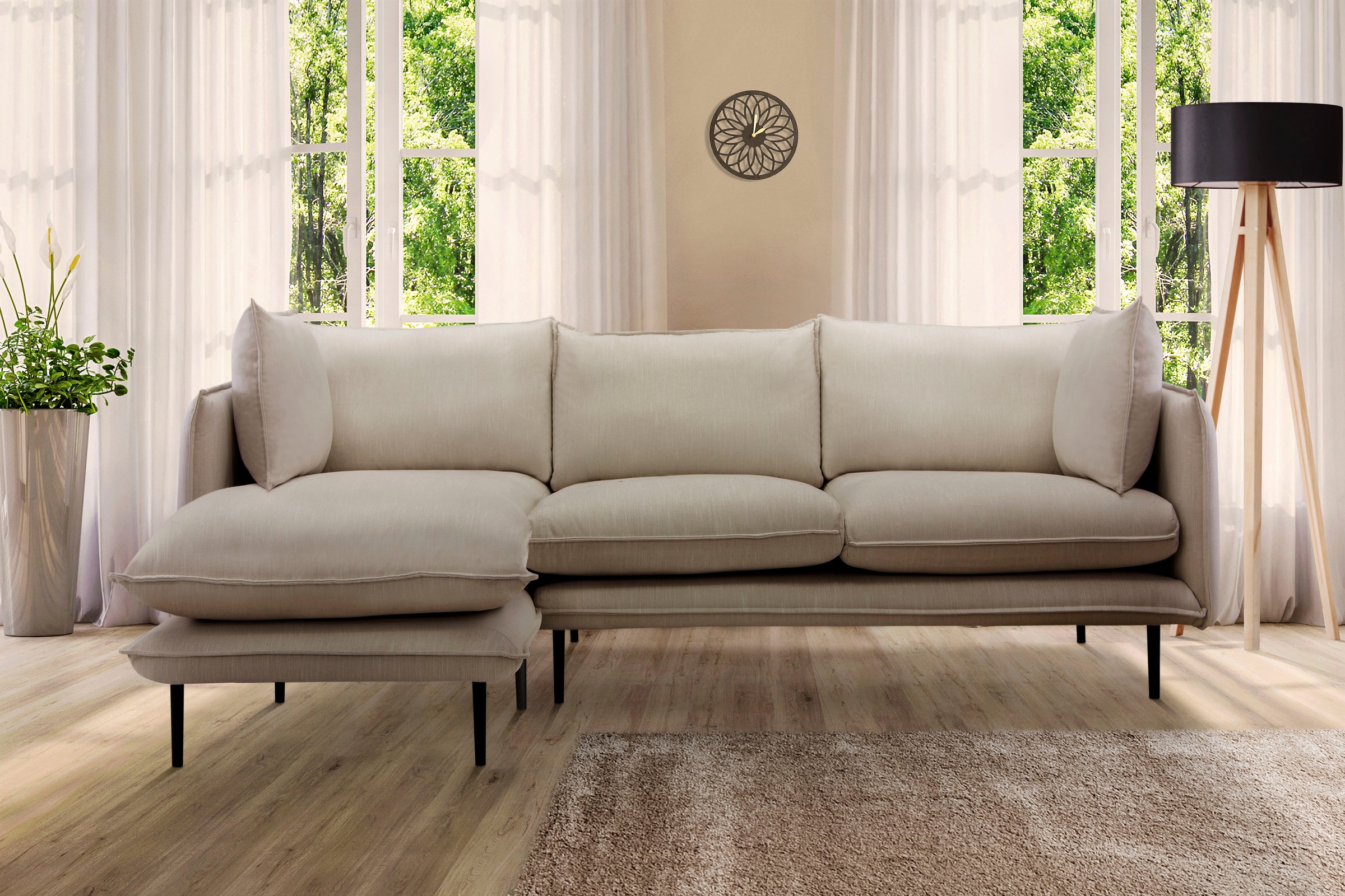 Home affaire Ecksofa "Somba L-Form" mit dickem Keder, Ottomane wahlweise li günstig online kaufen