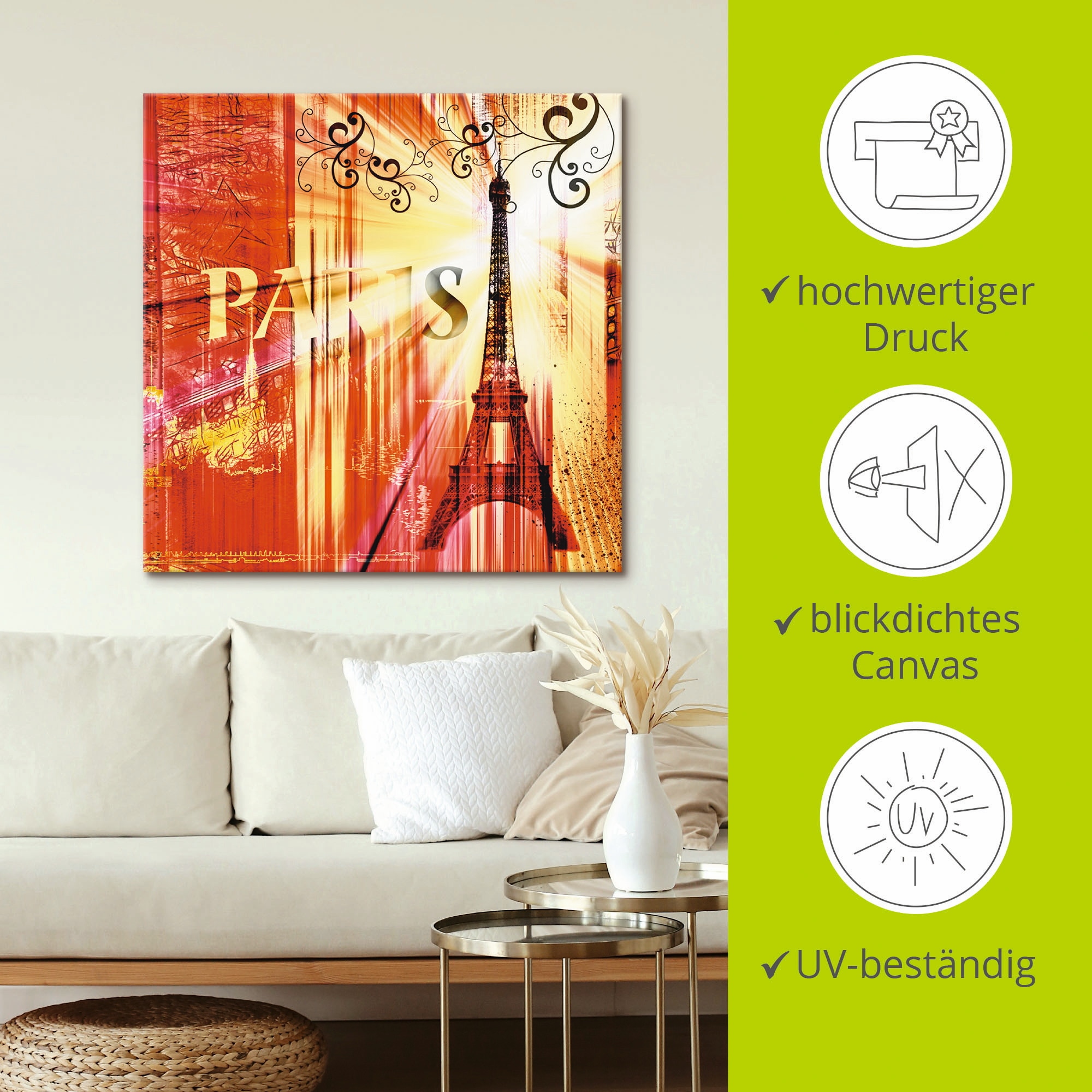 Artland Leinwandbild »Paris Skyline Collage III«, Architektonische Elemente, (1 St.), auf Keilrahmen gespannt