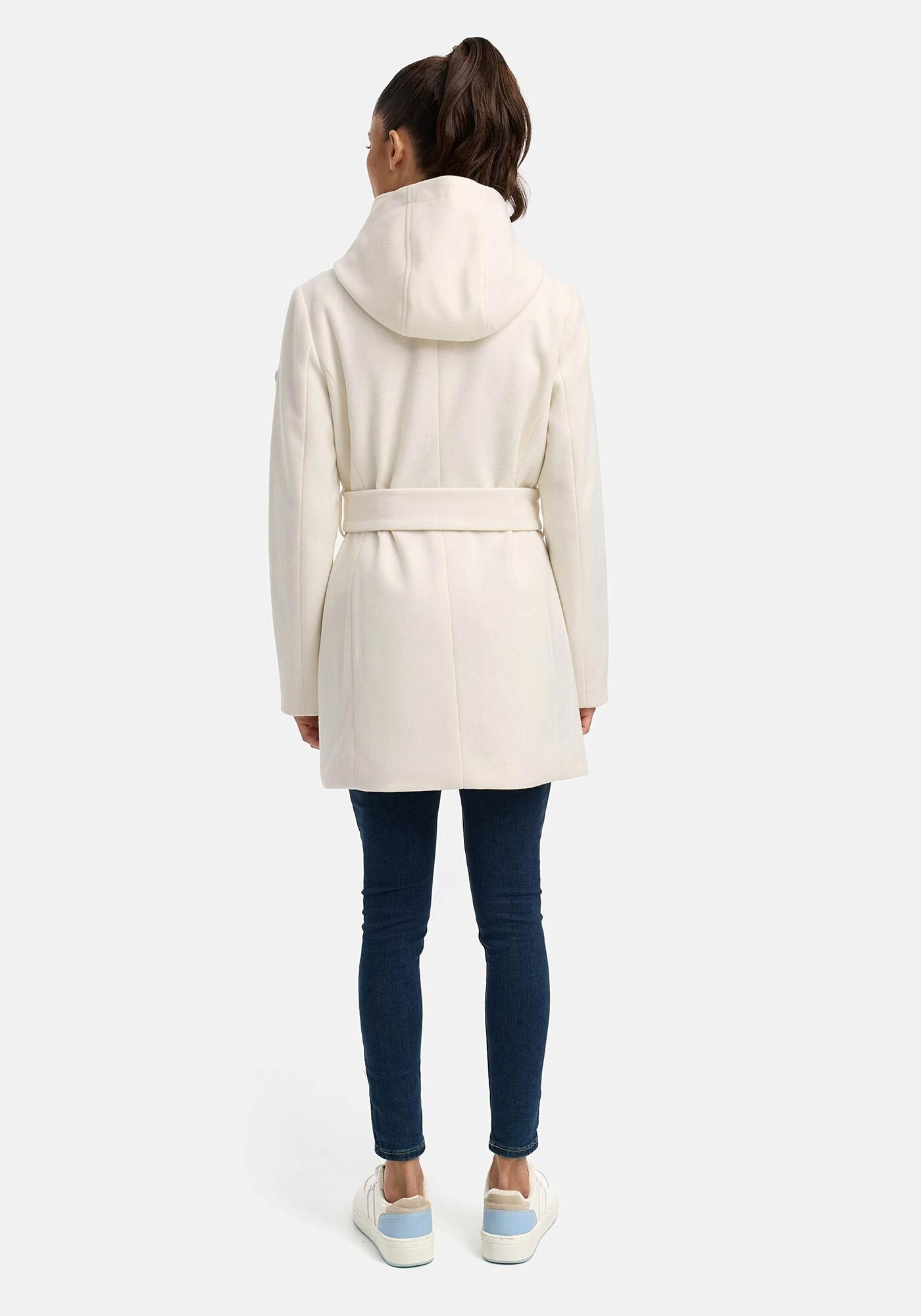 Marikoo Kurzmantel »Katalinaa«, Eleganter Wickel Mantel mit Taillengürtel und Oversized Hood Kapuze