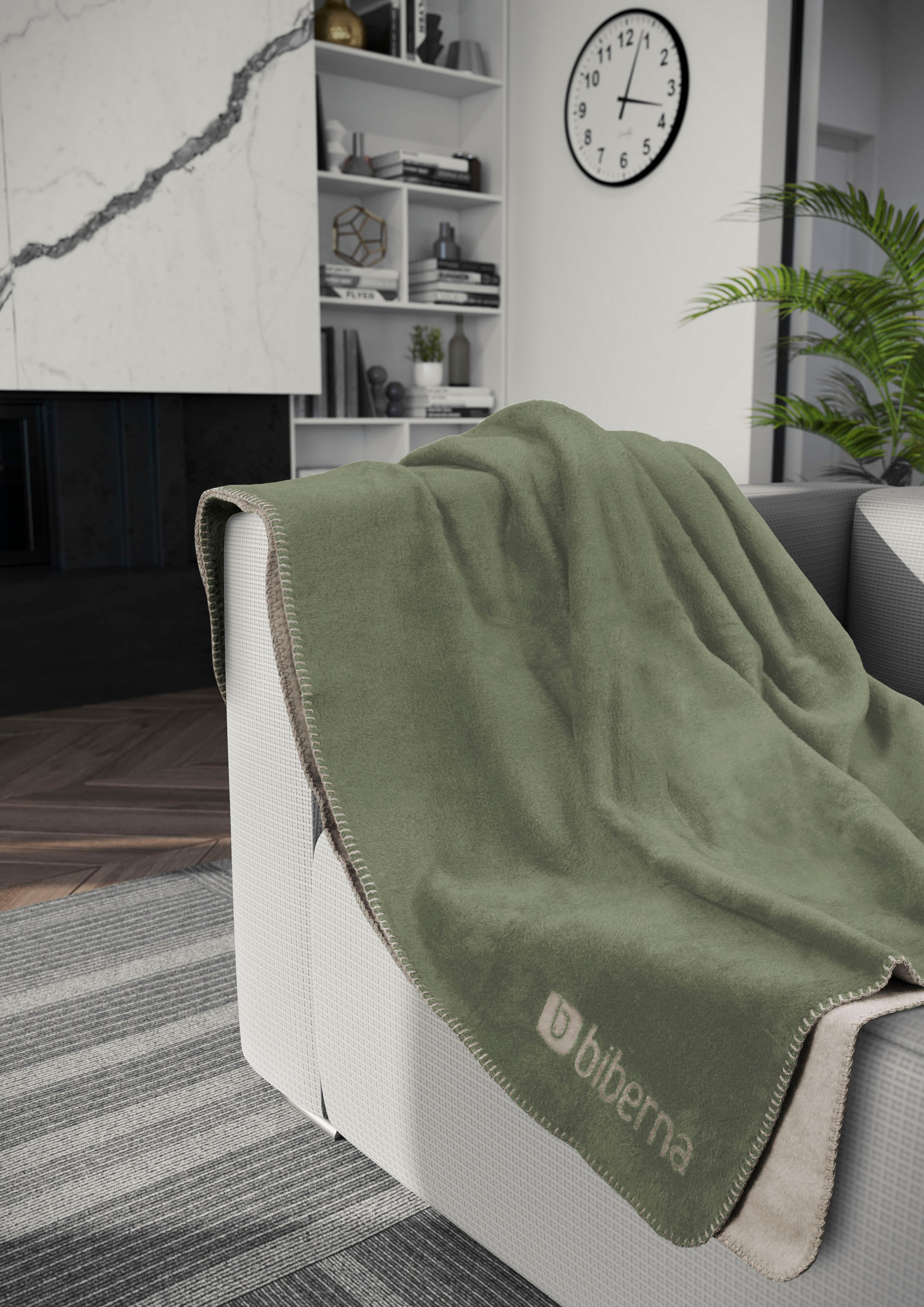 Biberna Wohndecke "Katrin" wohlig warme Doubleface Decke mit Häkeleinfassun günstig online kaufen