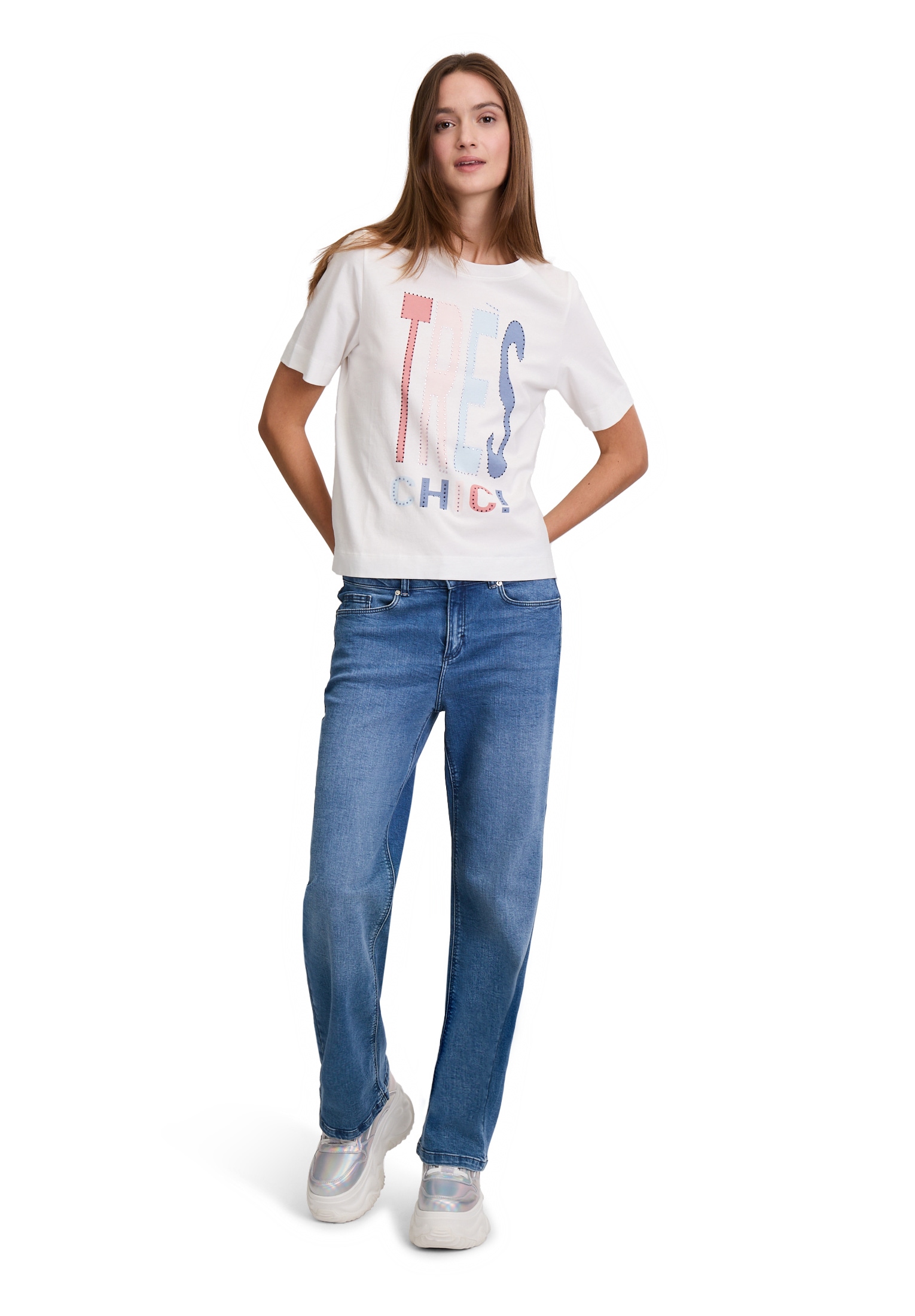 Cartoon Kurzarmshirt »Cartoon Damen Printshirt mit Rundhalsausschnitt«, (1 tlg.), Hotfix