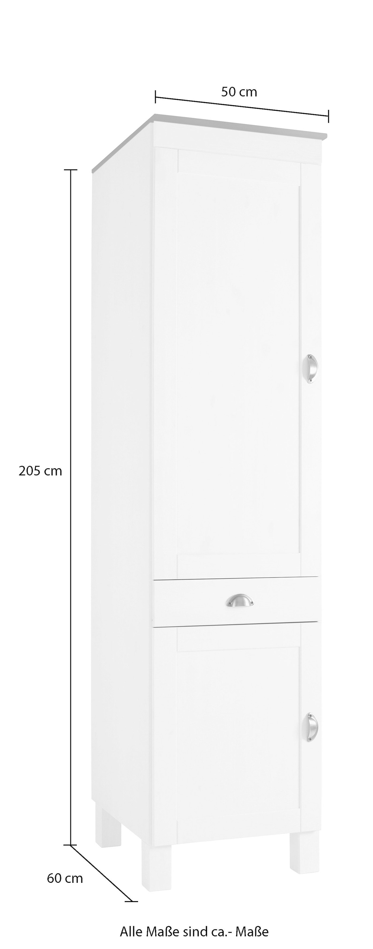 Türen, in Schublade, Kiefer Tiefen, massiver cm 2 »Oslo«, 1 affaire Hochschrank 2 Home breit, aus | 50 BAUR