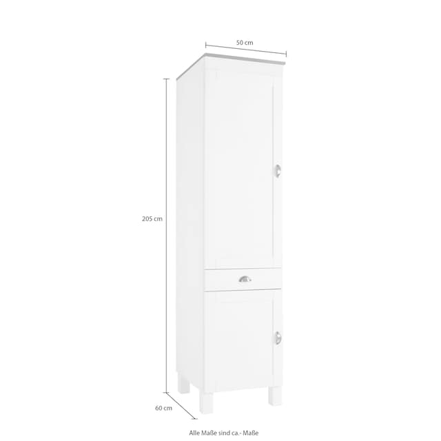 Home affaire Hochschrank »Oslo«, 50 cm breit, in 2 Tiefen, 2 Türen, 1  Schublade, aus massiver Kiefer | BAUR