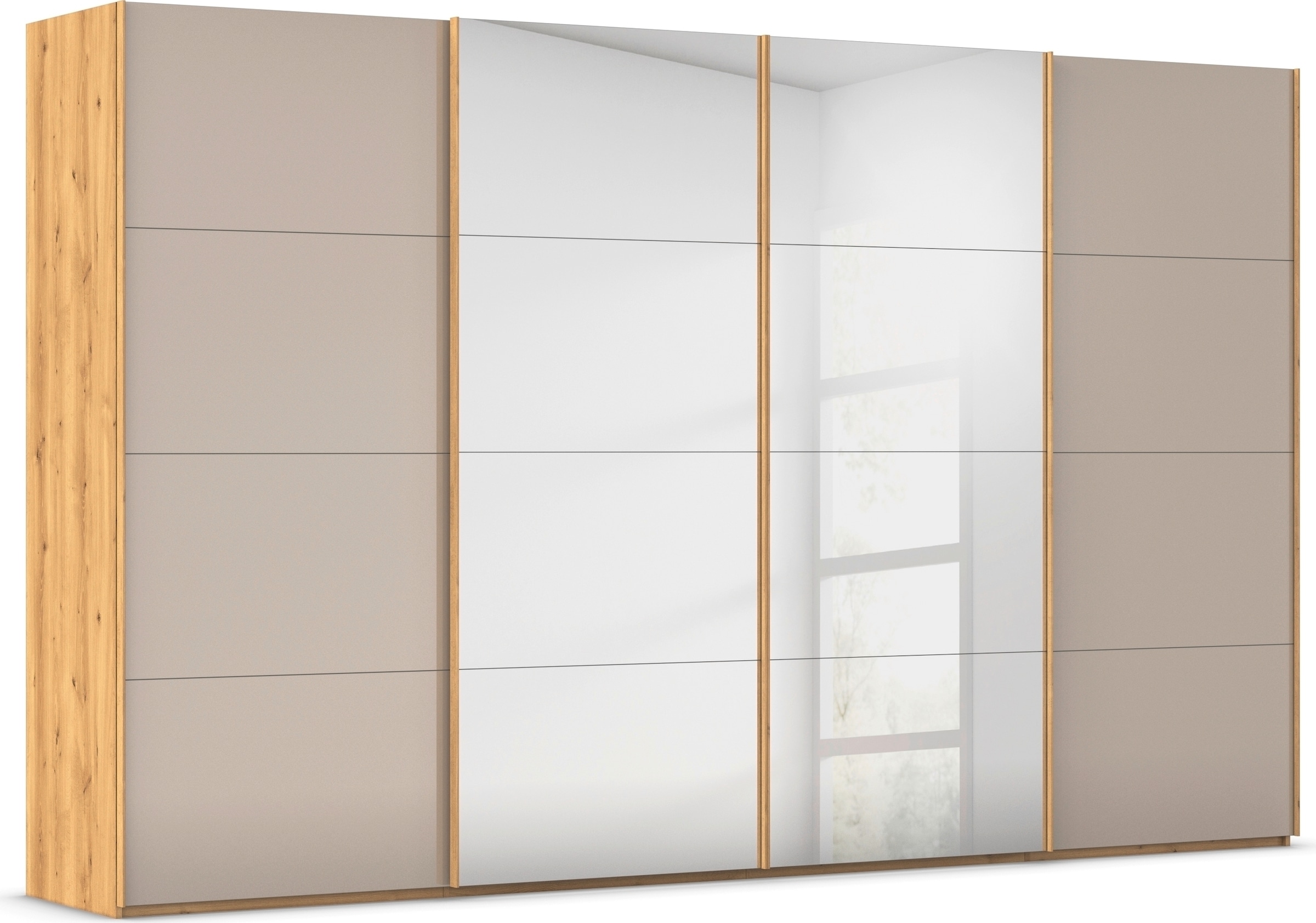rauch "Kleiderschrank Schrank Garderobe Schlafzimmerschrank SCALE-FYRA" edle viergeteilte Türen Spiegel/Glas-Mix viele Farben MADE IN GERMANY